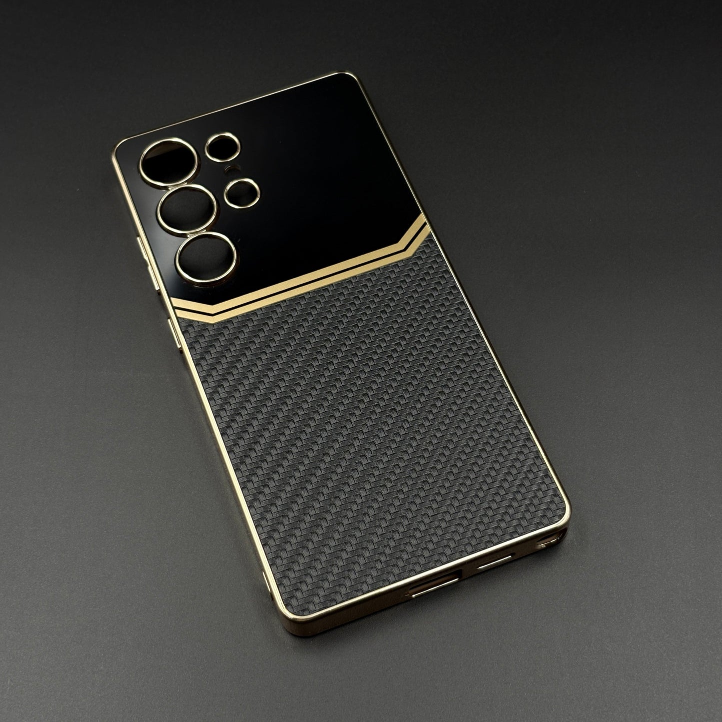 Gold Plated Gloss & Leather Case for Samsung Galaxy S25 Ultra | Premium Hybrid Finish | Elegant Cover