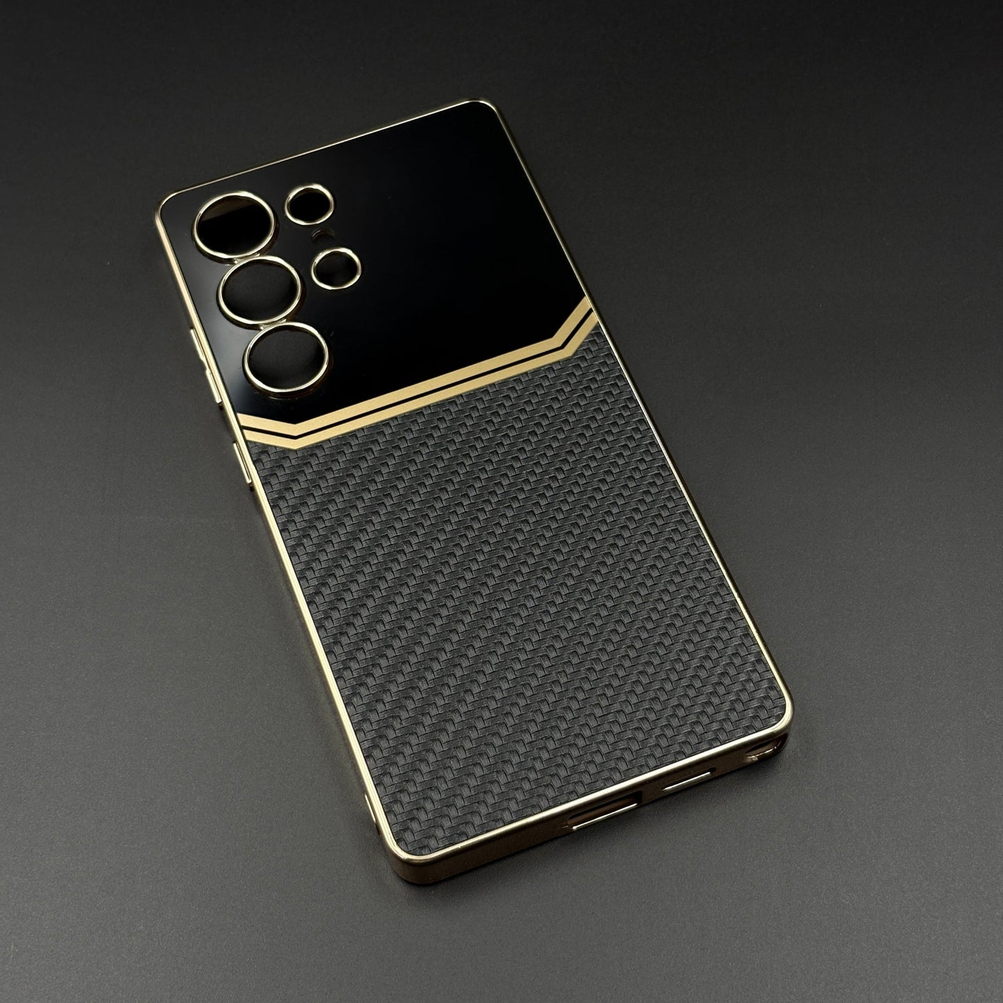 Gold Plated Gloss & Leather Case for Samsung Galaxy S25 Ultra | Premium Hybrid Finish | Elegant Cover