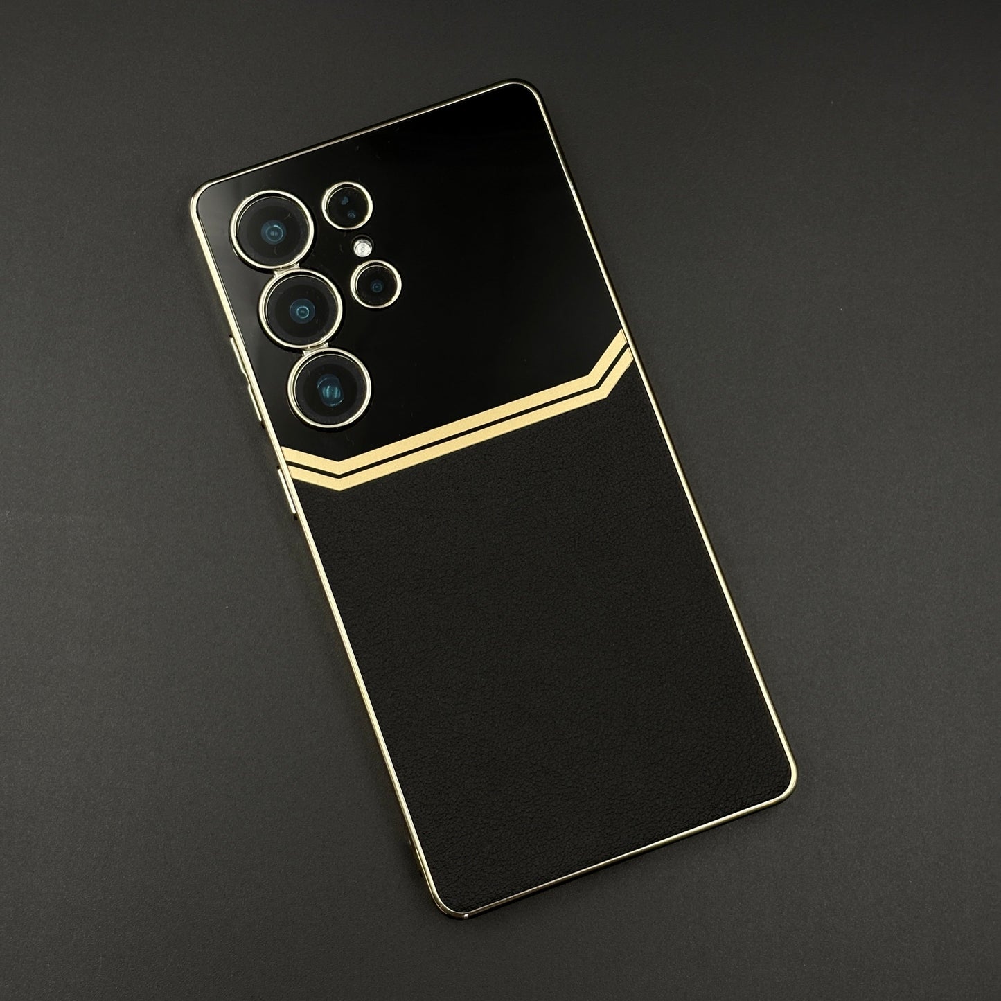 Gold Plated Gloss & Leather Case for Samsung Galaxy S25 Ultra | Premium Hybrid Finish | Elegant Cover