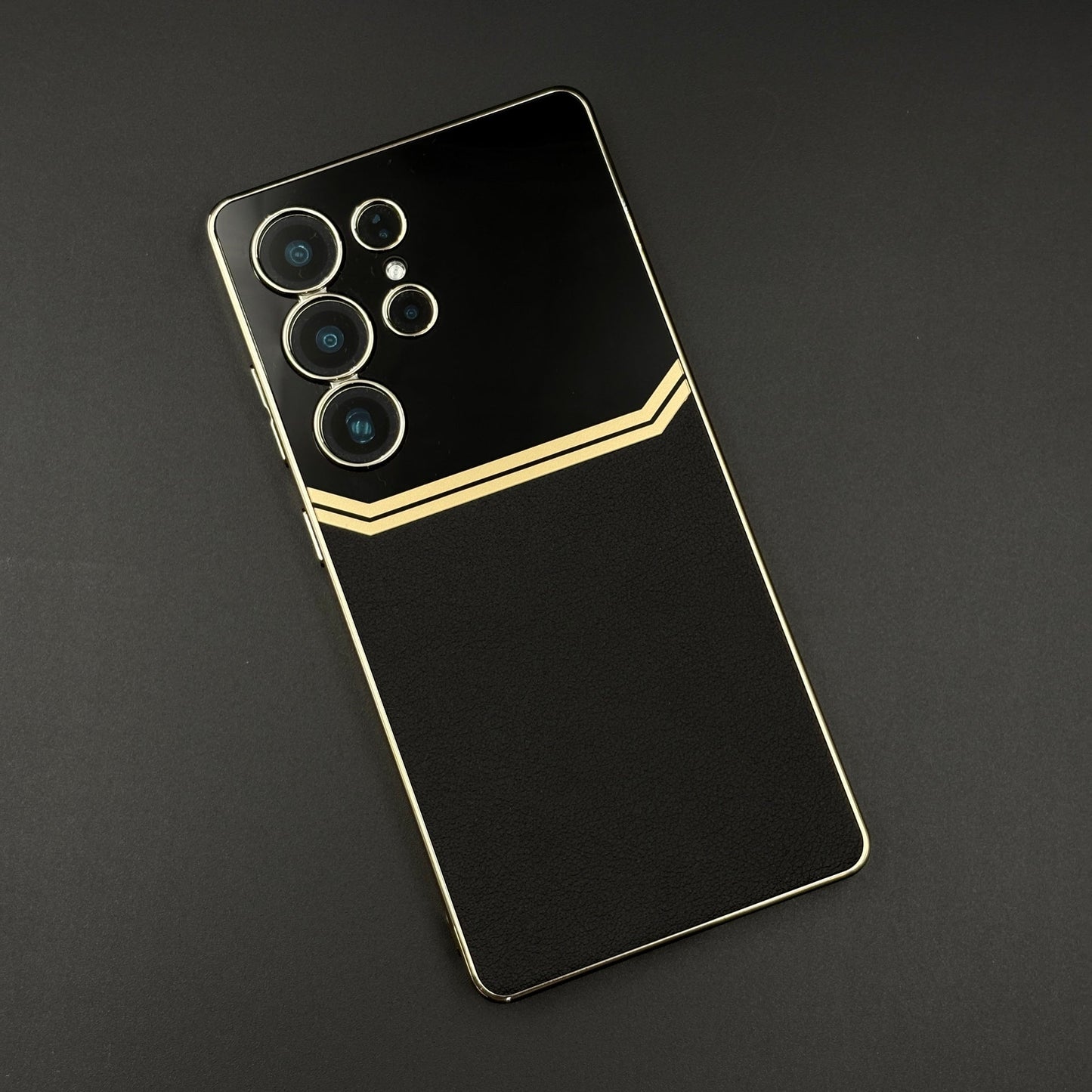 Gold Plated Gloss & Leather Case for Samsung Galaxy S25 Ultra | Premium Hybrid Finish | Elegant Cover