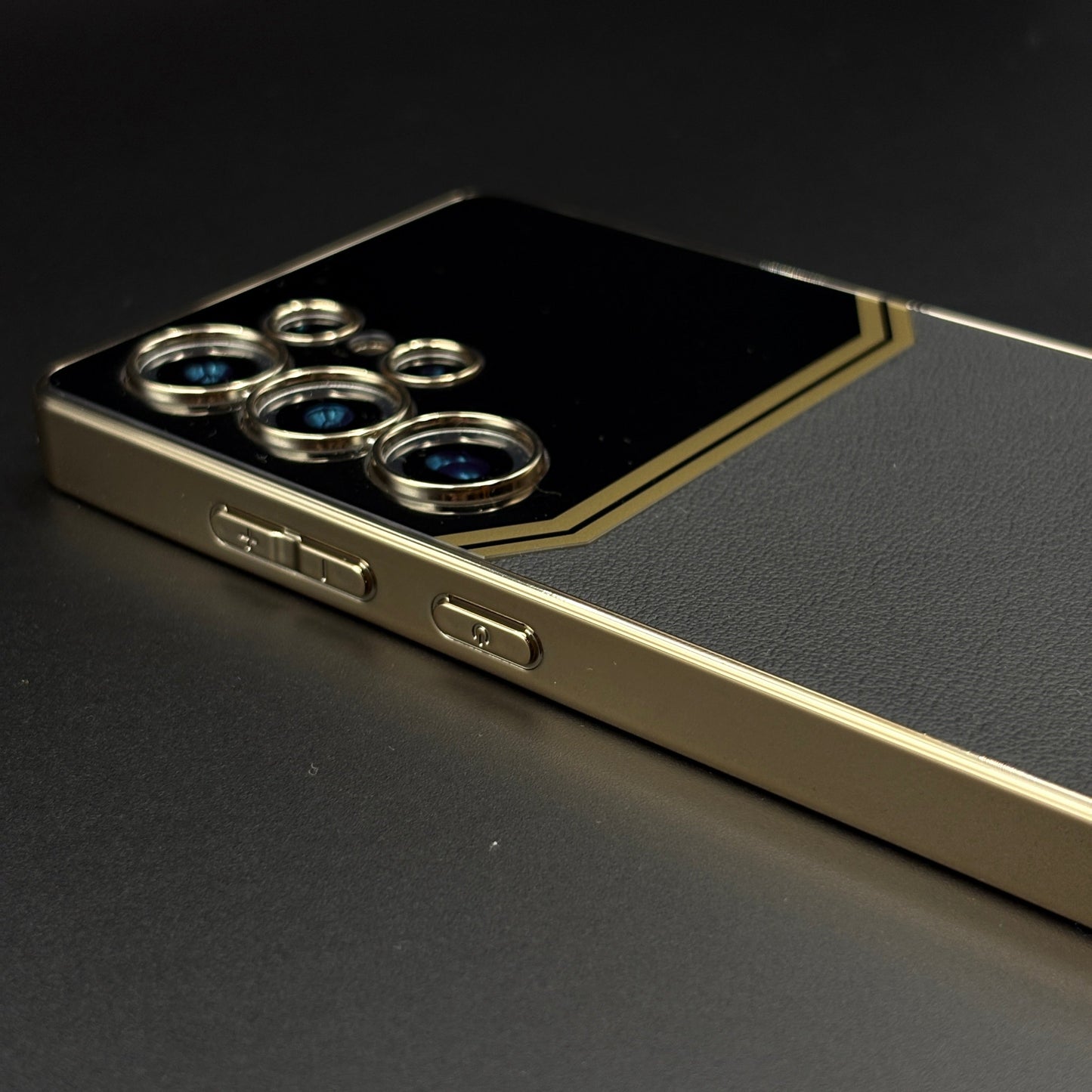 Gold Plated Gloss & Leather Case for Samsung Galaxy S25 Ultra | Premium Hybrid Finish | Elegant Cover