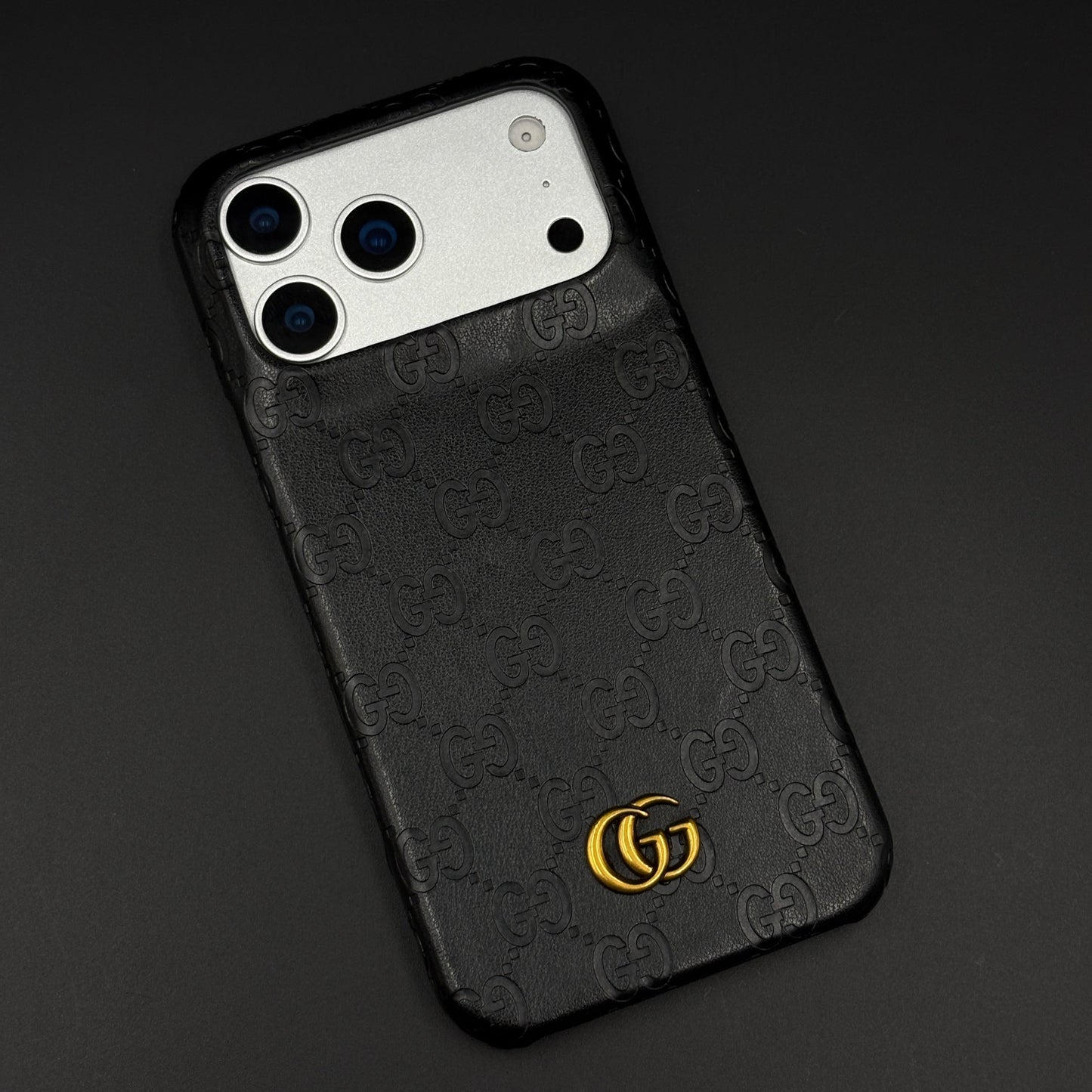 Luxury GG Monogram Leather Mobile Case Cover for iPhone 17 Series | Premium Embossed Monogram | Slim Fit