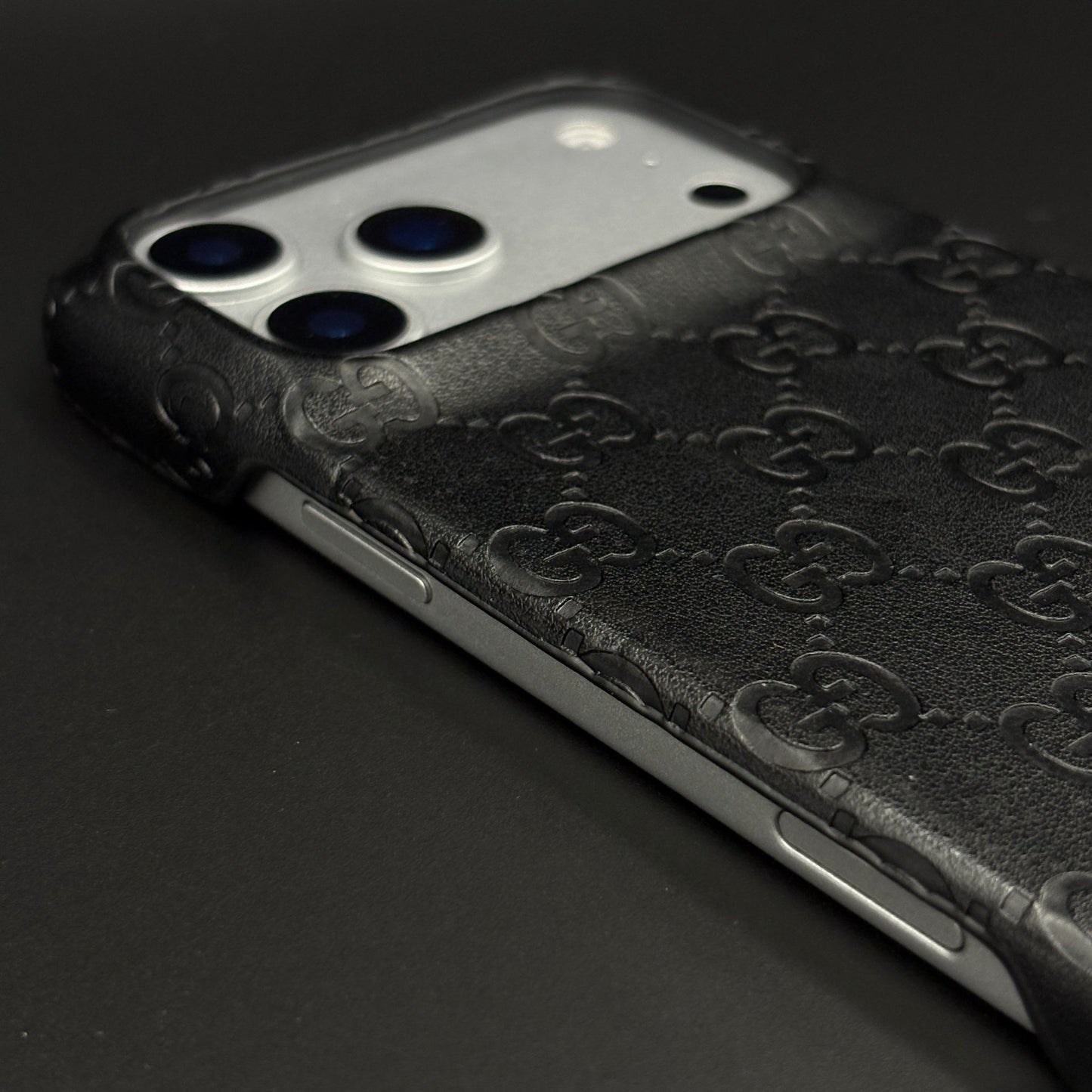 Luxury GG Monogram Leather Mobile Case Cover for iPhone 17 Series | Premium Embossed Monogram | Slim Fit
