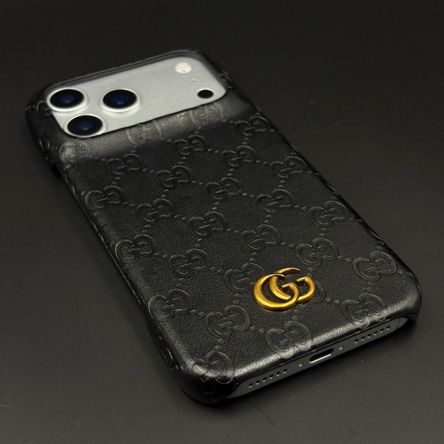 Luxury GG Monogram Leather Mobile Case Cover for iPhone 17 Series | Premium Embossed Monogram | Slim Fit