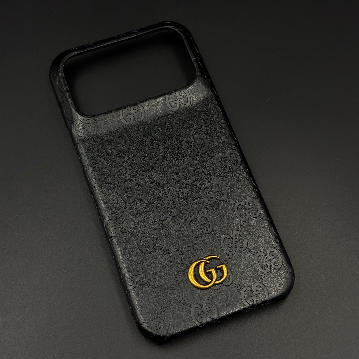 Luxury GG Monogram Leather Mobile Case Cover for iPhone 17 Series | Premium Embossed Monogram | Slim Fit