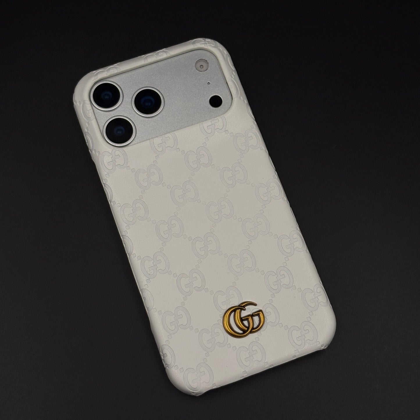 Luxury GG Monogram Leather Mobile Case Cover for iPhone 17 Series | Premium Embossed Monogram | Slim Fit