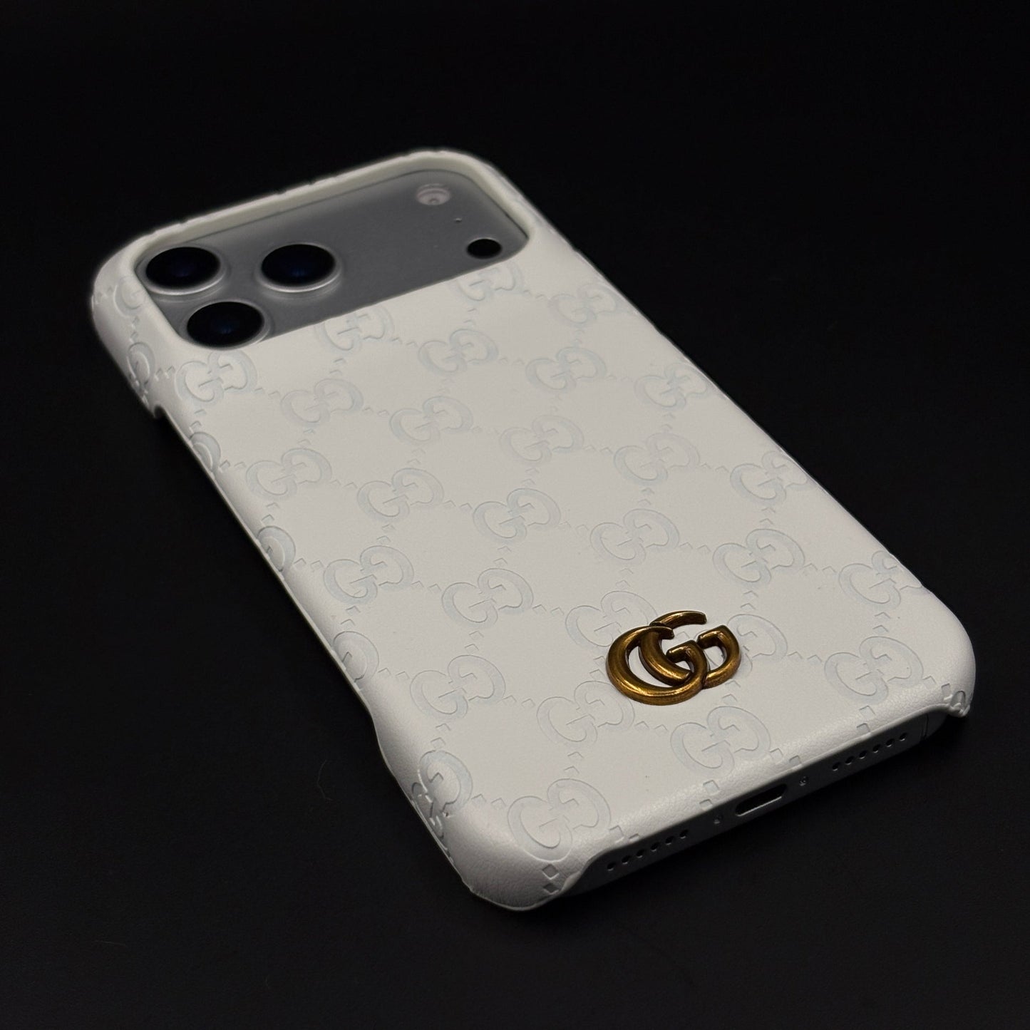 Luxury GG Monogram Leather Mobile Case Cover for iPhone 17 Series | Premium Embossed Monogram | Slim Fit