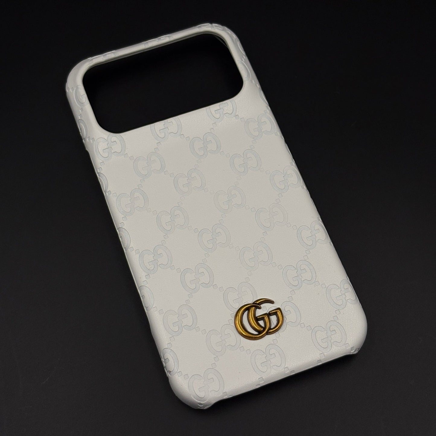 Luxury GG Monogram Leather Mobile Case Cover for iPhone 17 Series | Premium Embossed Monogram | Slim Fit