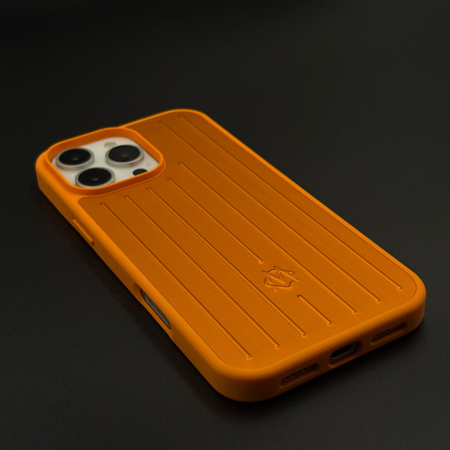 Luxury Luggage Brand RM Vertical Ribbed Hidden MagSafe OG Case for iPhone