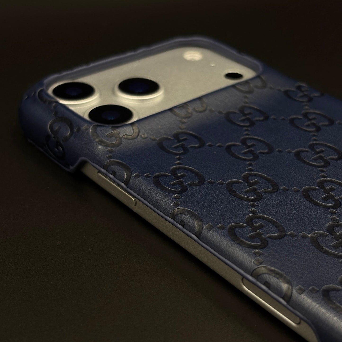 Luxury GG Monogram Leather Mobile Case Cover for iPhone 17 Series | Premium Embossed Monogram | Slim Fit