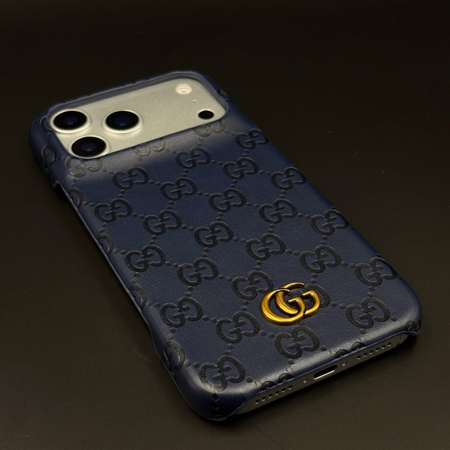 Luxury GG Monogram Leather Mobile Case Cover for iPhone 17 Series | Premium Embossed Monogram | Slim Fit
