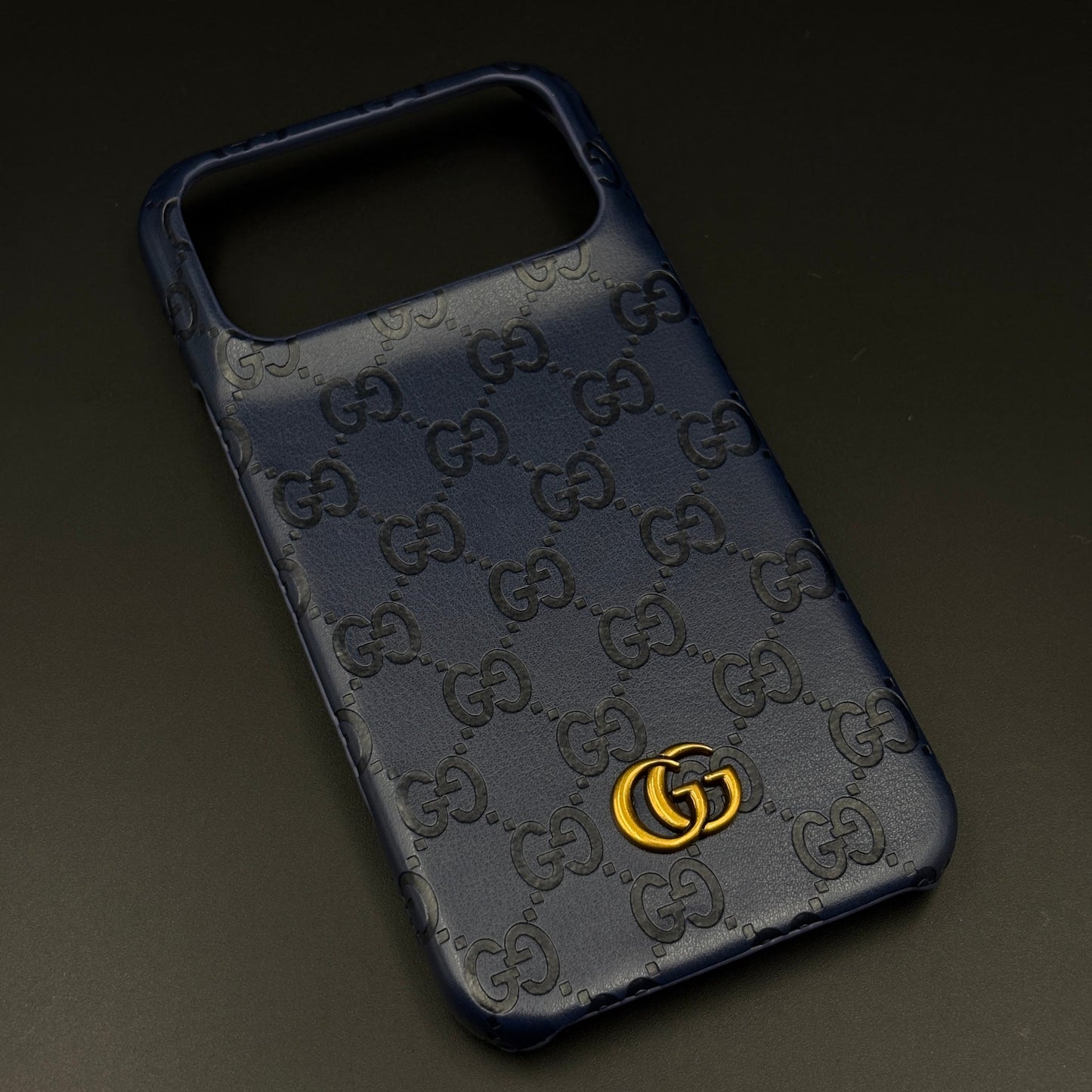 Luxury GG Monogram Leather Mobile Case Cover for iPhone 17 Series | Premium Embossed Monogram | Slim Fit