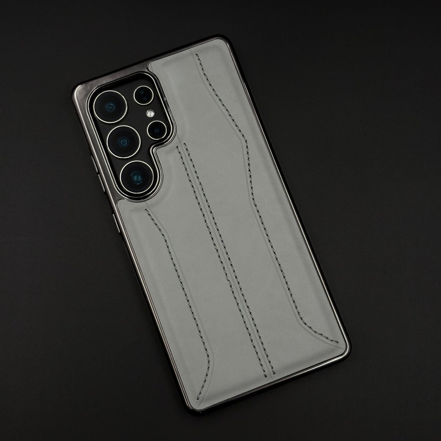 Samsung Galaxy S25 Ultra Stitched Leather Chrome Case