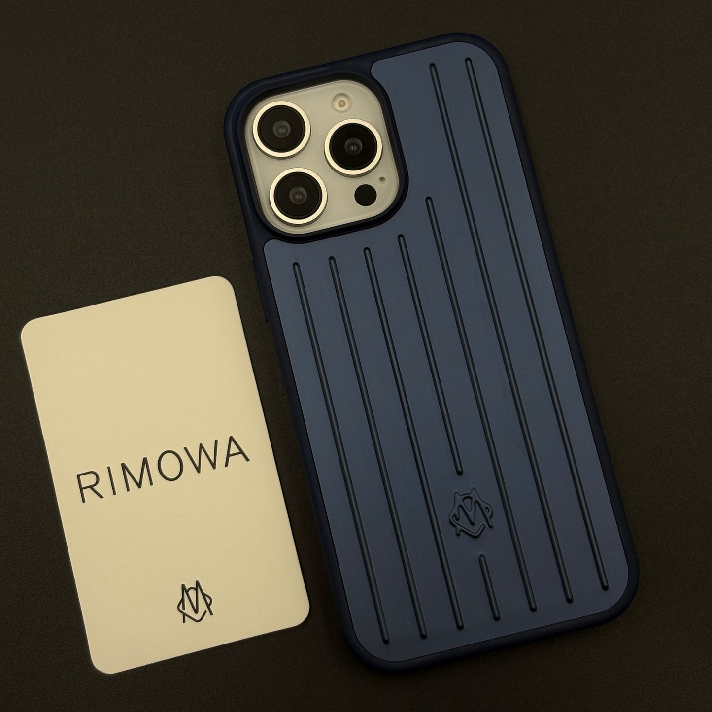 Luxury Luggage Brand RM Vertical Ribbed Hidden MagSafe OG Case for iPhone