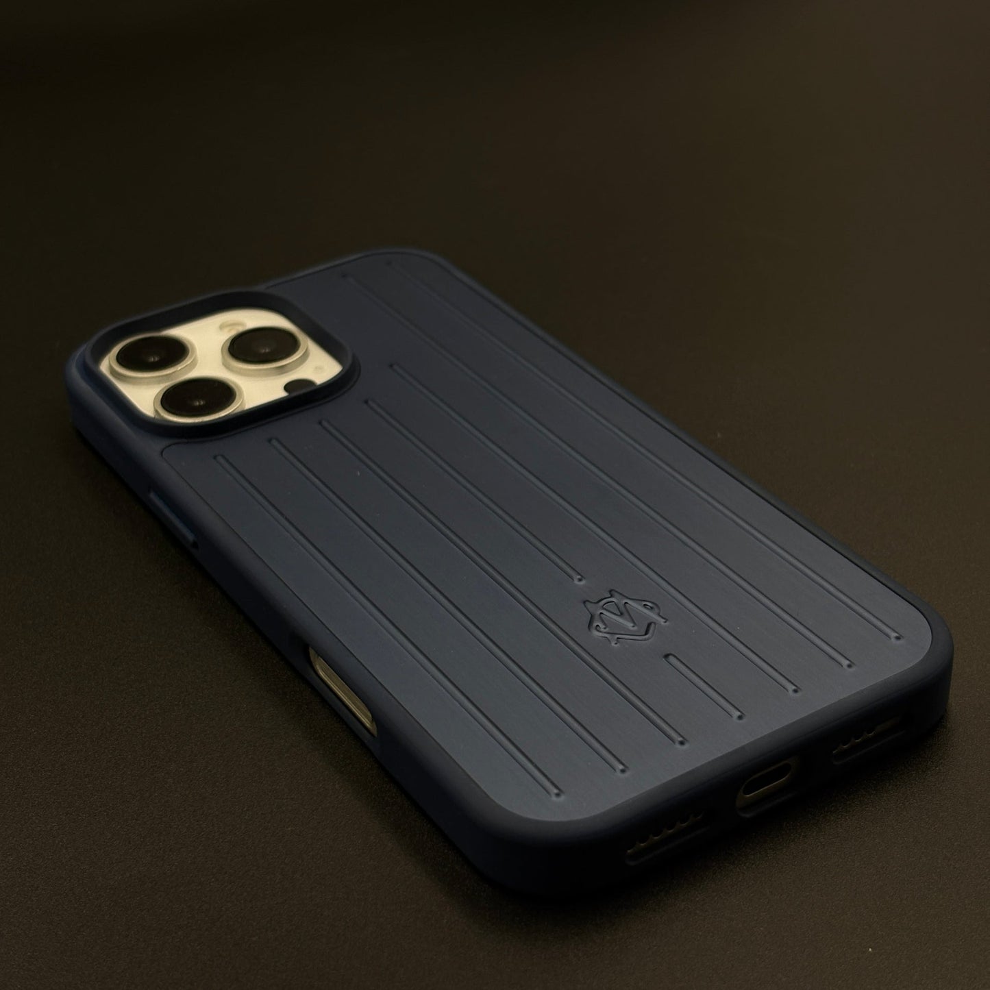 Luxury Luggage Brand RM Vertical Ribbed Hidden MagSafe OG Case for iPhone