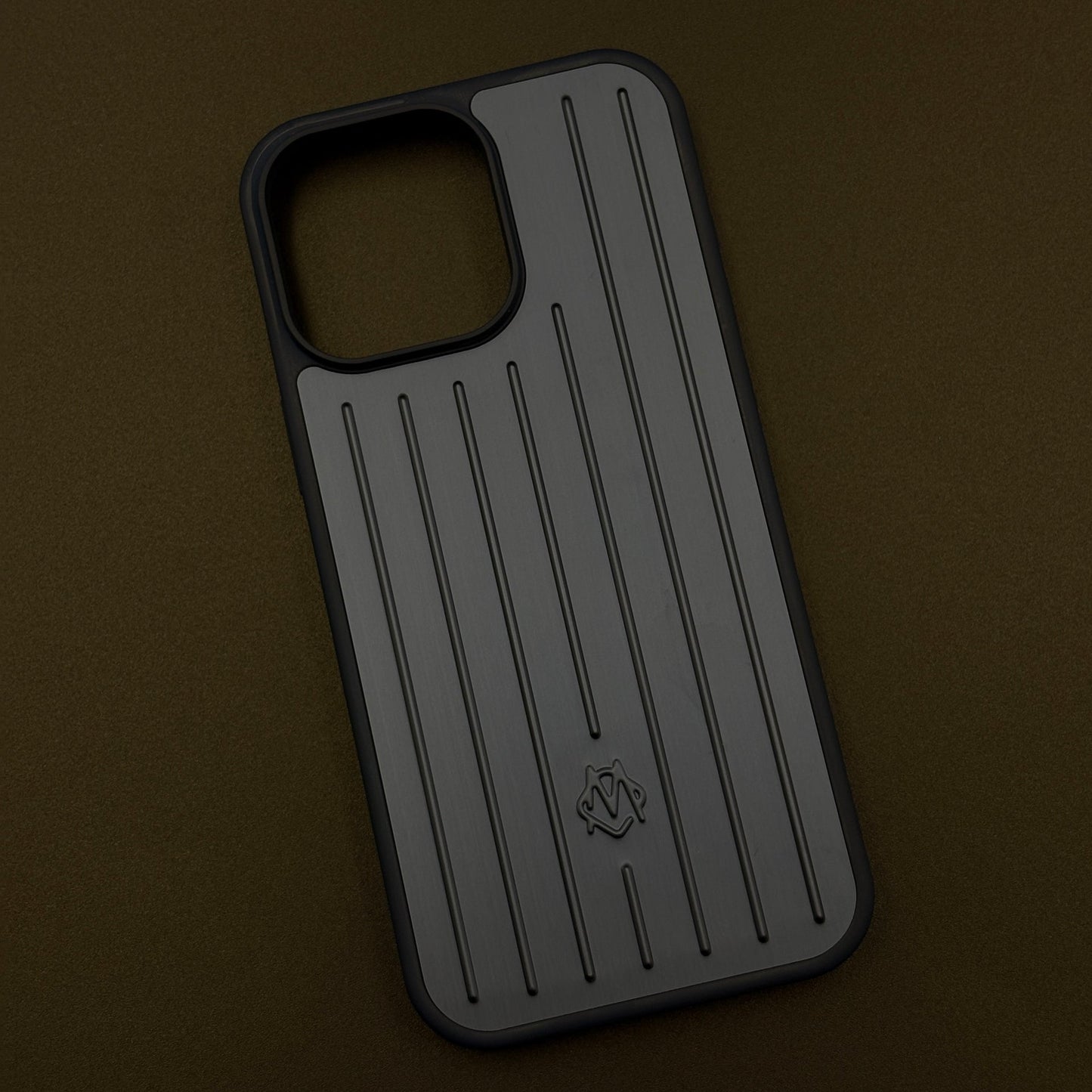 Luxury Luggage Brand RM Vertical Ribbed Hidden MagSafe OG Case for iPhone