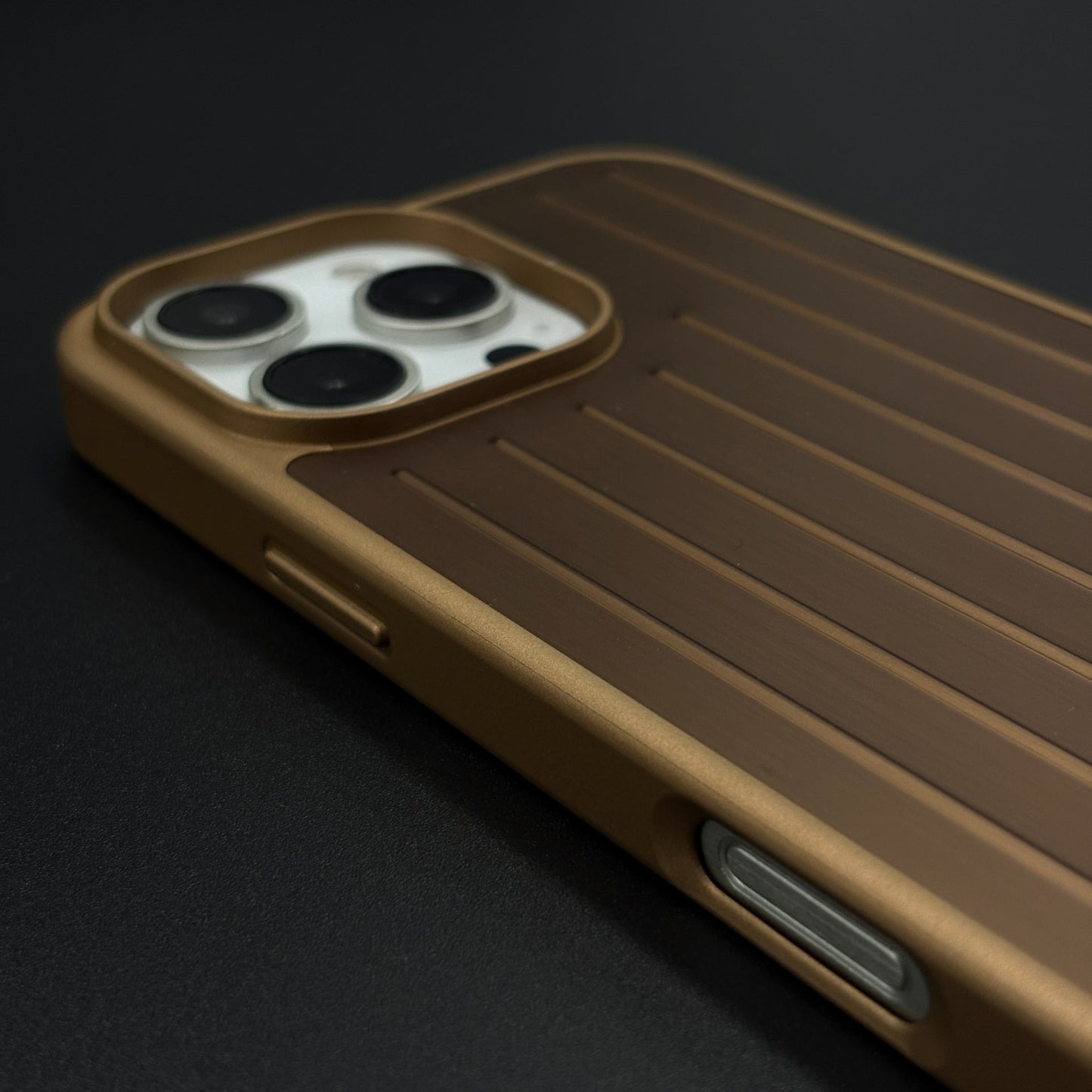 Luxury Luggage Brand RM Vertical Ribbed Hidden MagSafe OG Case for iPhone