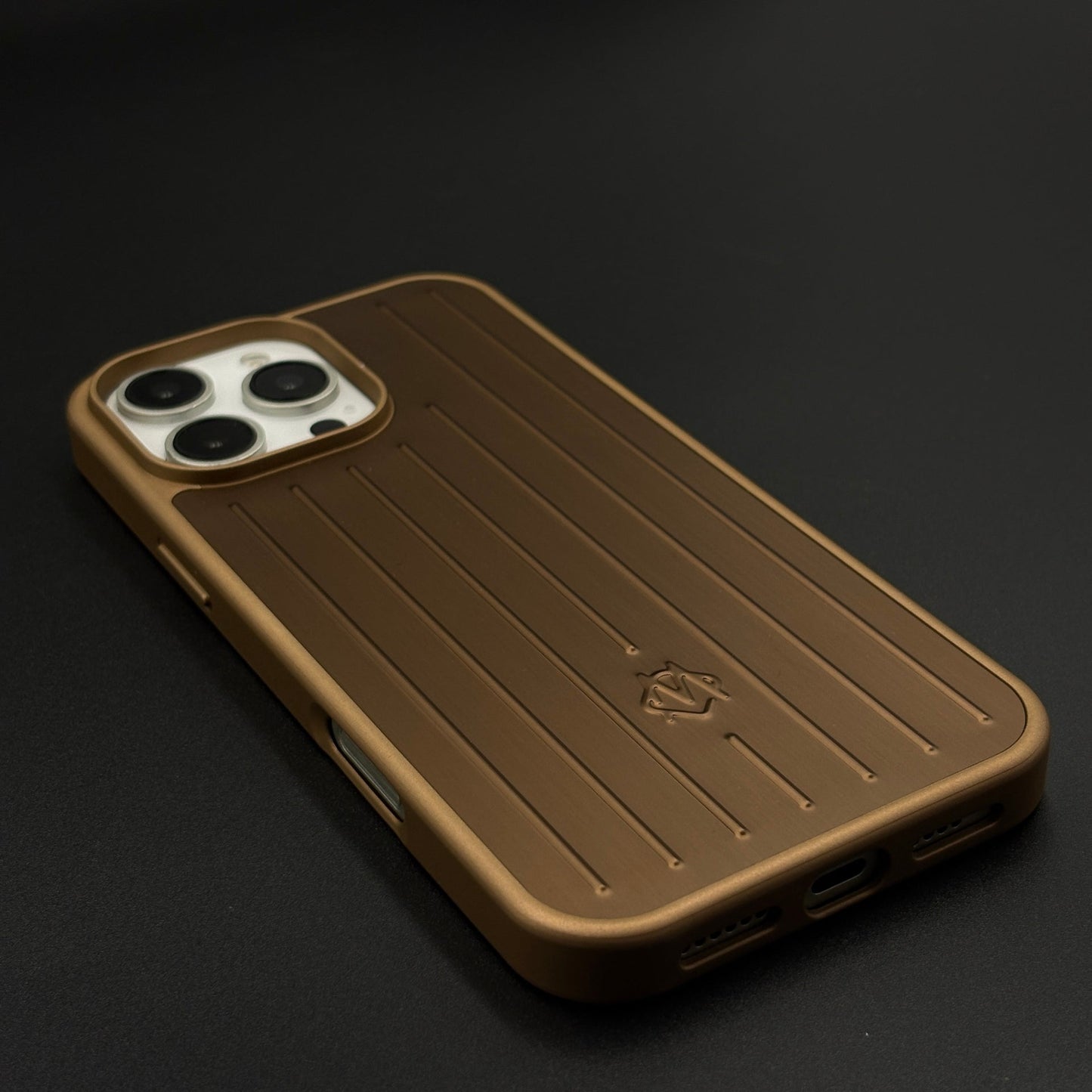 Luxury Luggage Brand RM Vertical Ribbed Hidden MagSafe OG Case for iPhone