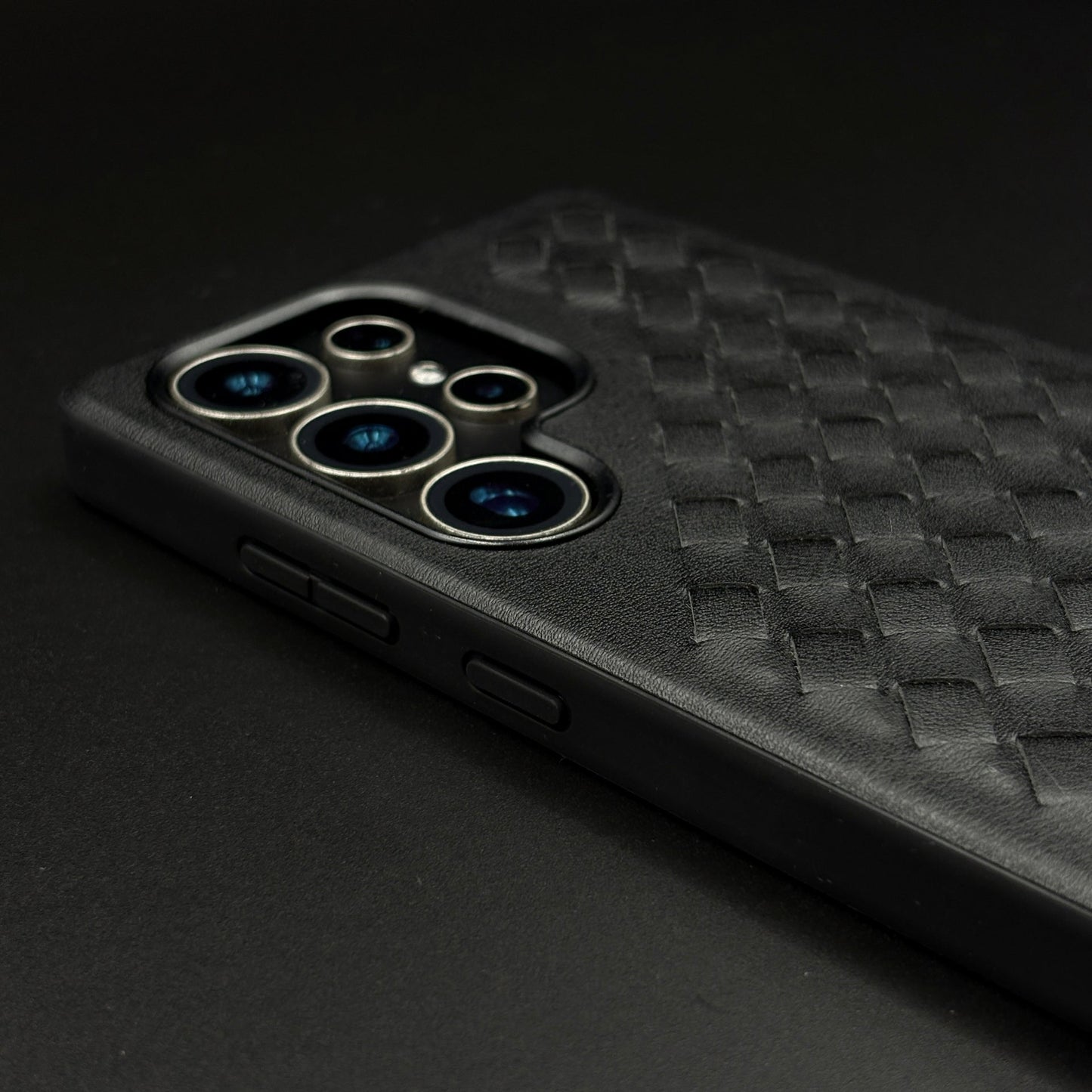Leather Grid Pattern Kickstand Case for Samsung Galaxy S25 Ultra | Slim Shockproof Protective Cover