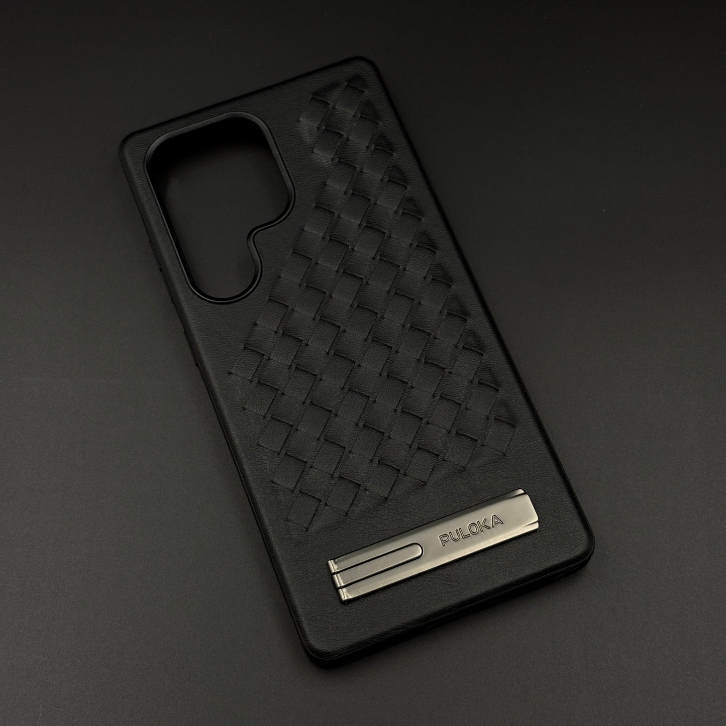 Leather Grid Pattern Kickstand Case for Samsung Galaxy S25 Ultra | Slim Shockproof Protective Cover
