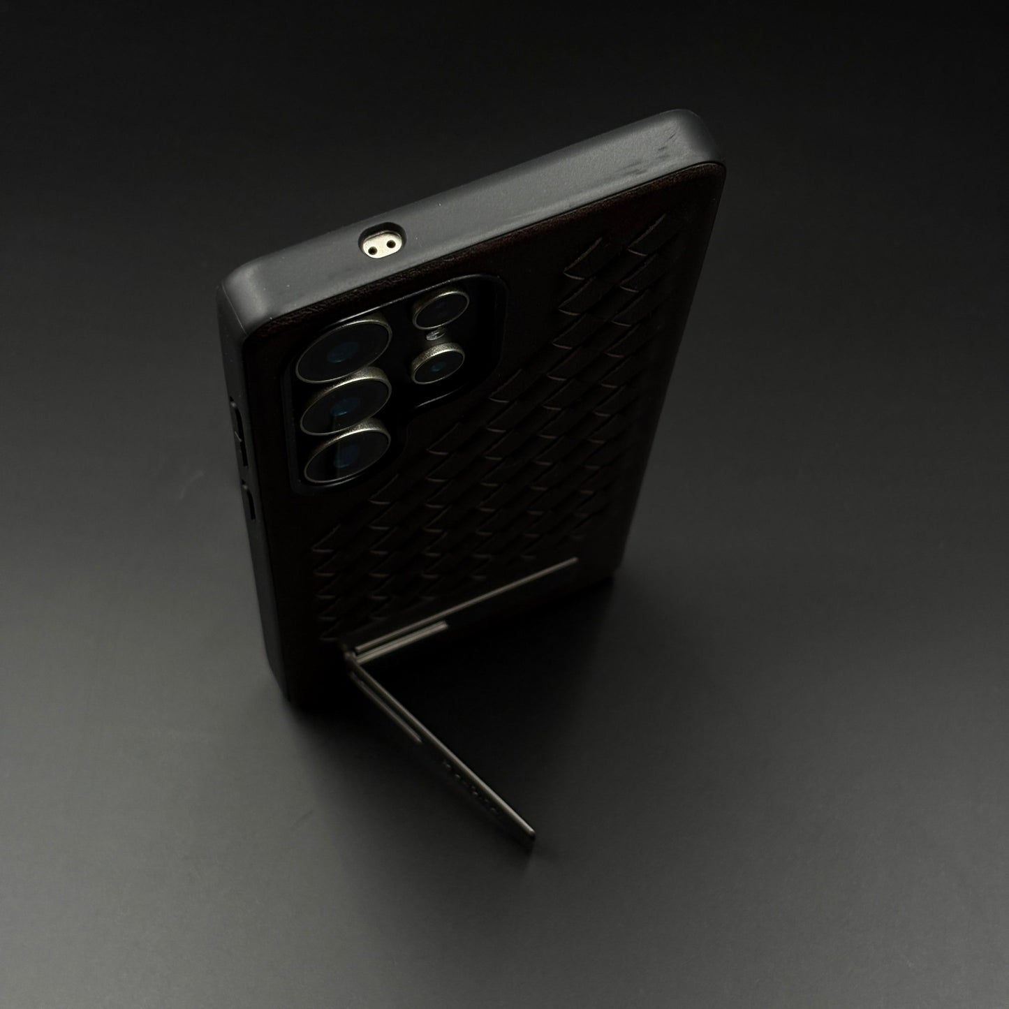 Leather Grid Pattern Kickstand Case for Samsung Galaxy S25 Ultra | Slim Shockproof Protective Cover