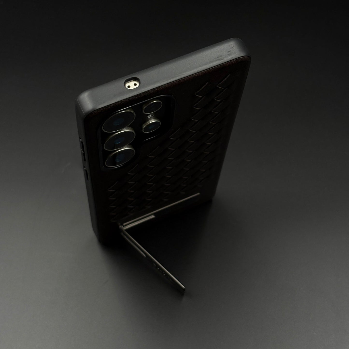 Leather Grid Pattern Kickstand Case for Samsung Galaxy S25 Ultra | Slim Shockproof Protective Cover
