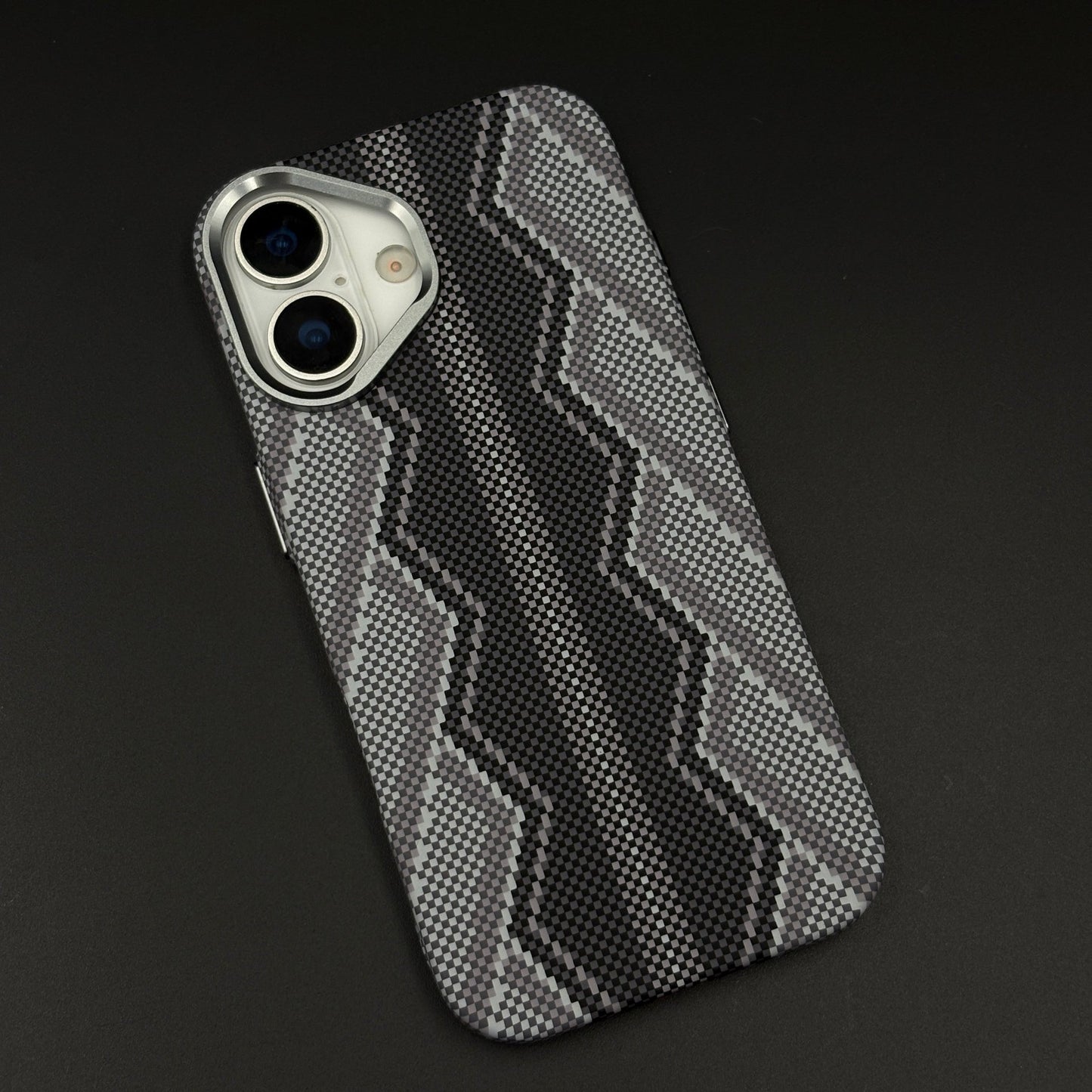 Storm Grey Zigzag Case Slim Mobile Case Cover for iPhone 17 | Rare Aramid Texture Finish | Real Carbon Fibre Feel | Hidden MagSafe