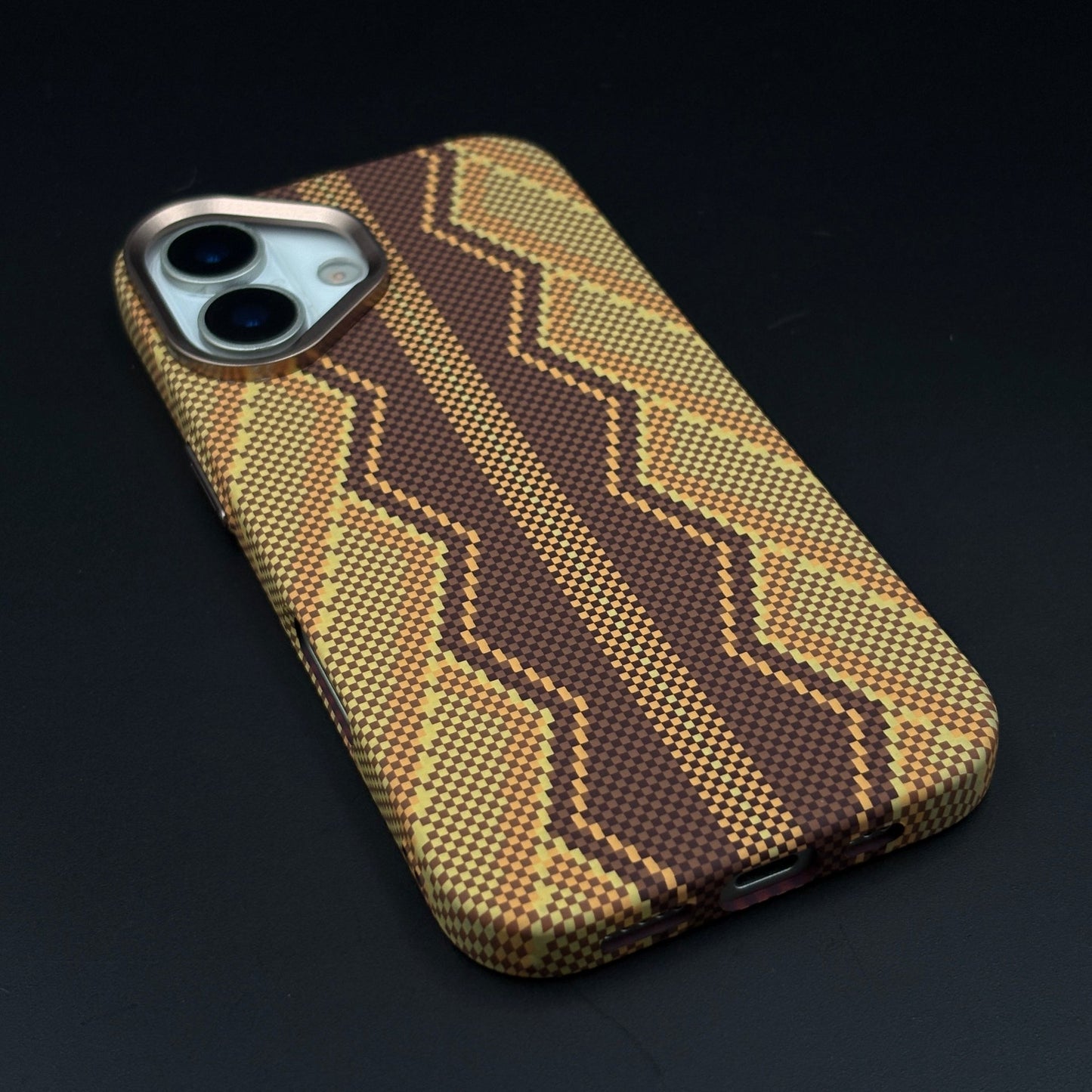 Desert Brown Zigzag Case Slim Mobile Case Cover for iPhone 17 | Rare Aramid Texture Finish | Real Carbon Fibre Feel | Hidden MagSafe