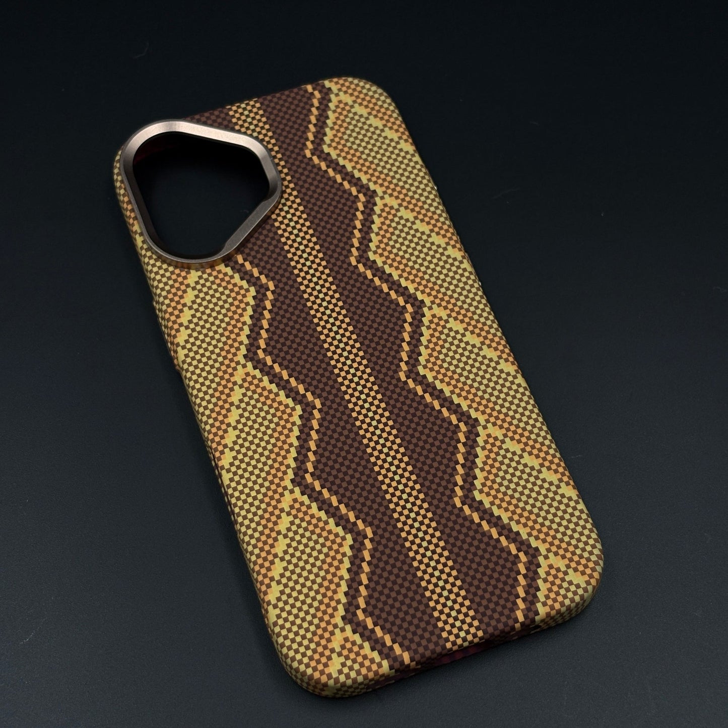 Desert Brown Zigzag Case Slim Mobile Case Cover for iPhone 17 | Rare Aramid Texture Finish | Real Carbon Fibre Feel | Hidden MagSafe