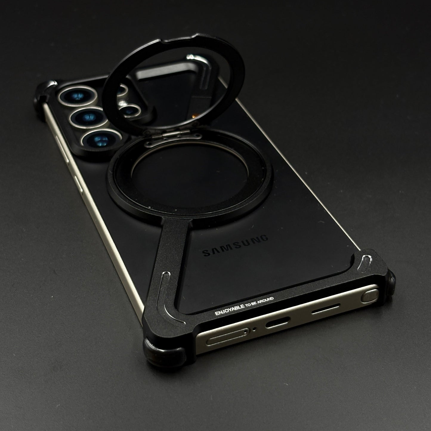Z Shape Aluminium Metal Rotating Kickstand for Samsung Galaxy S24 Ultra | Frameless Design