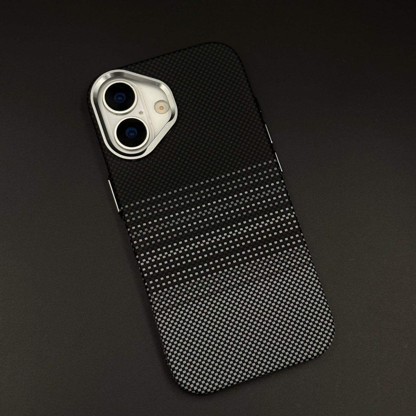 Black Graphite Stripe Case Slim Mobile Case Cover for iPhone 17 | Rare Aramid Texture Finish | Real Carbon Fibre Feel | Hidden MagSafe