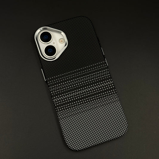Black Graphite Stripe Case Slim Mobile Case Cover for iPhone 17 | Rare Aramid Texture Finish | Real Carbon Fibre Feel | Hidden MagSafe