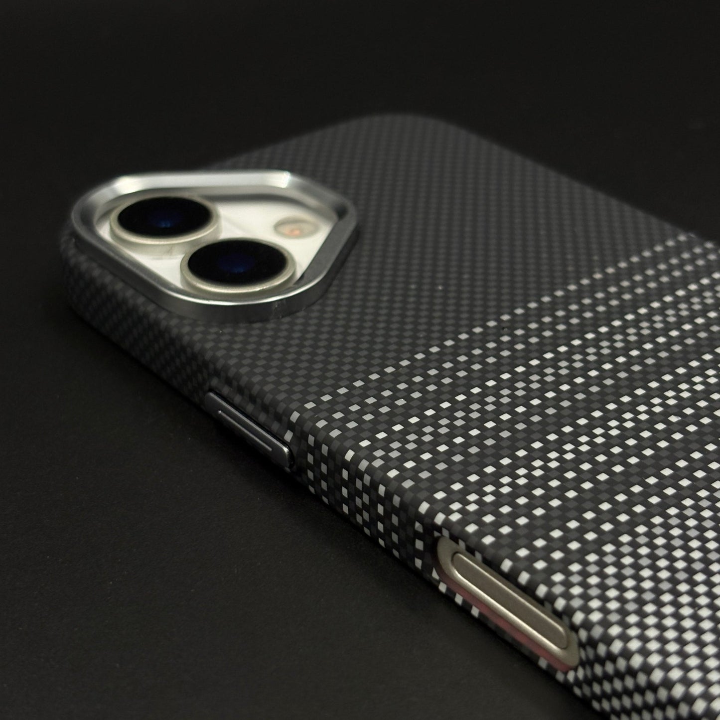 Black Graphite Stripe Case Slim Mobile Case Cover for iPhone 17 | Rare Aramid Texture Finish | Real Carbon Fibre Feel | Hidden MagSafe