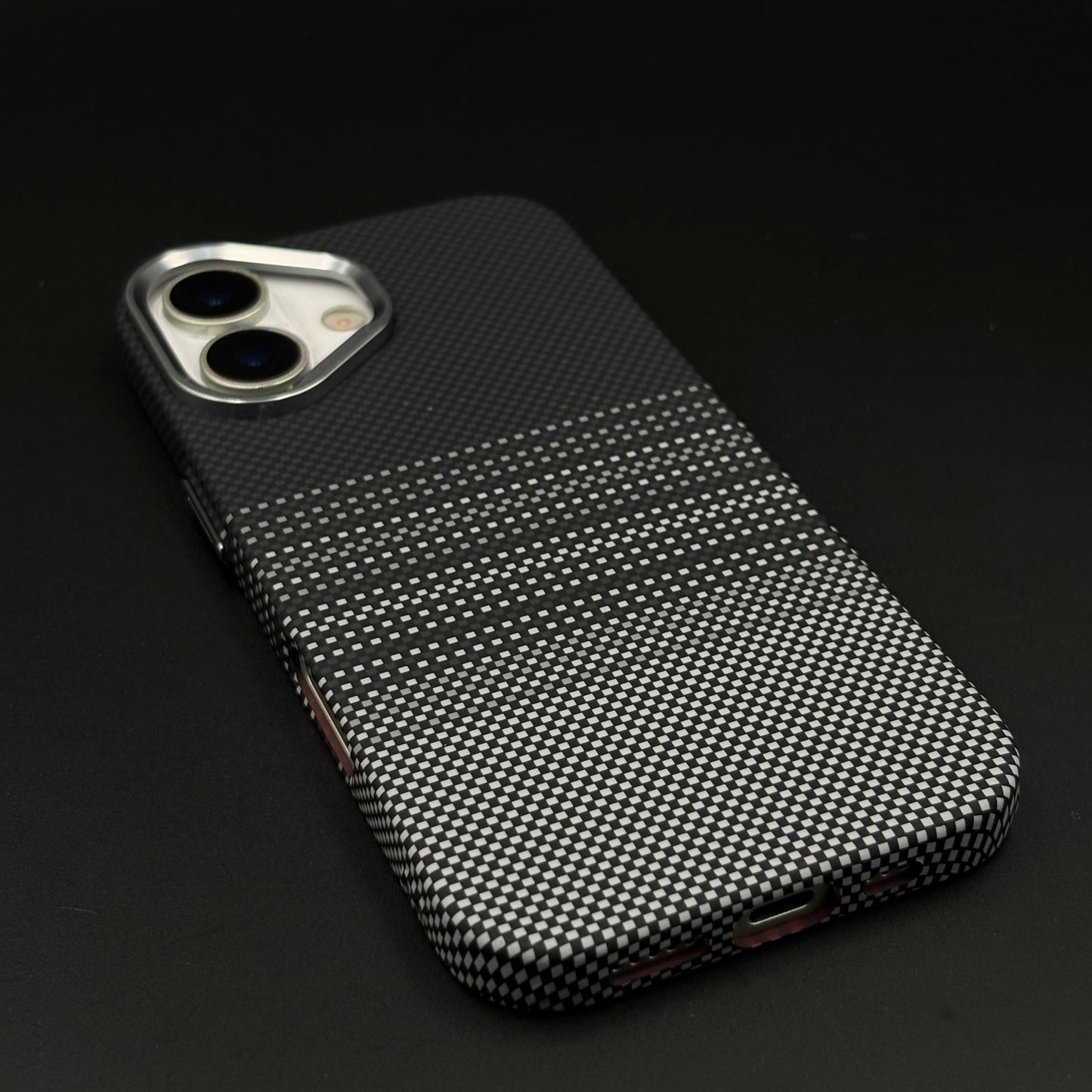 Black Graphite Stripe Case Slim Mobile Case Cover for iPhone 17 | Rare Aramid Texture Finish | Real Carbon Fibre Feel | Hidden MagSafe