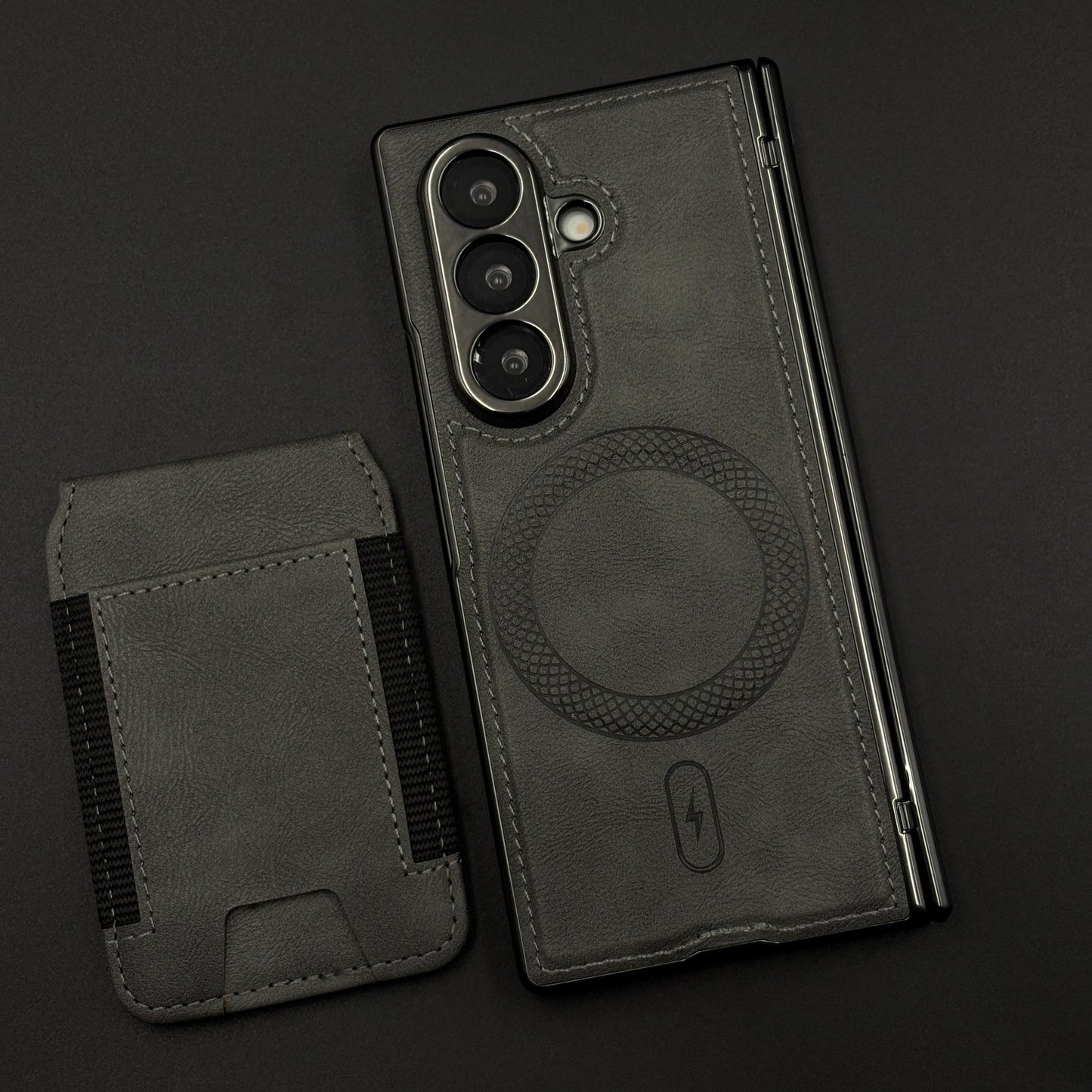 Detachable Cardholder Leather MagSafe Case with Front Screen Protector for Samsung Galaxy Z Fold 7