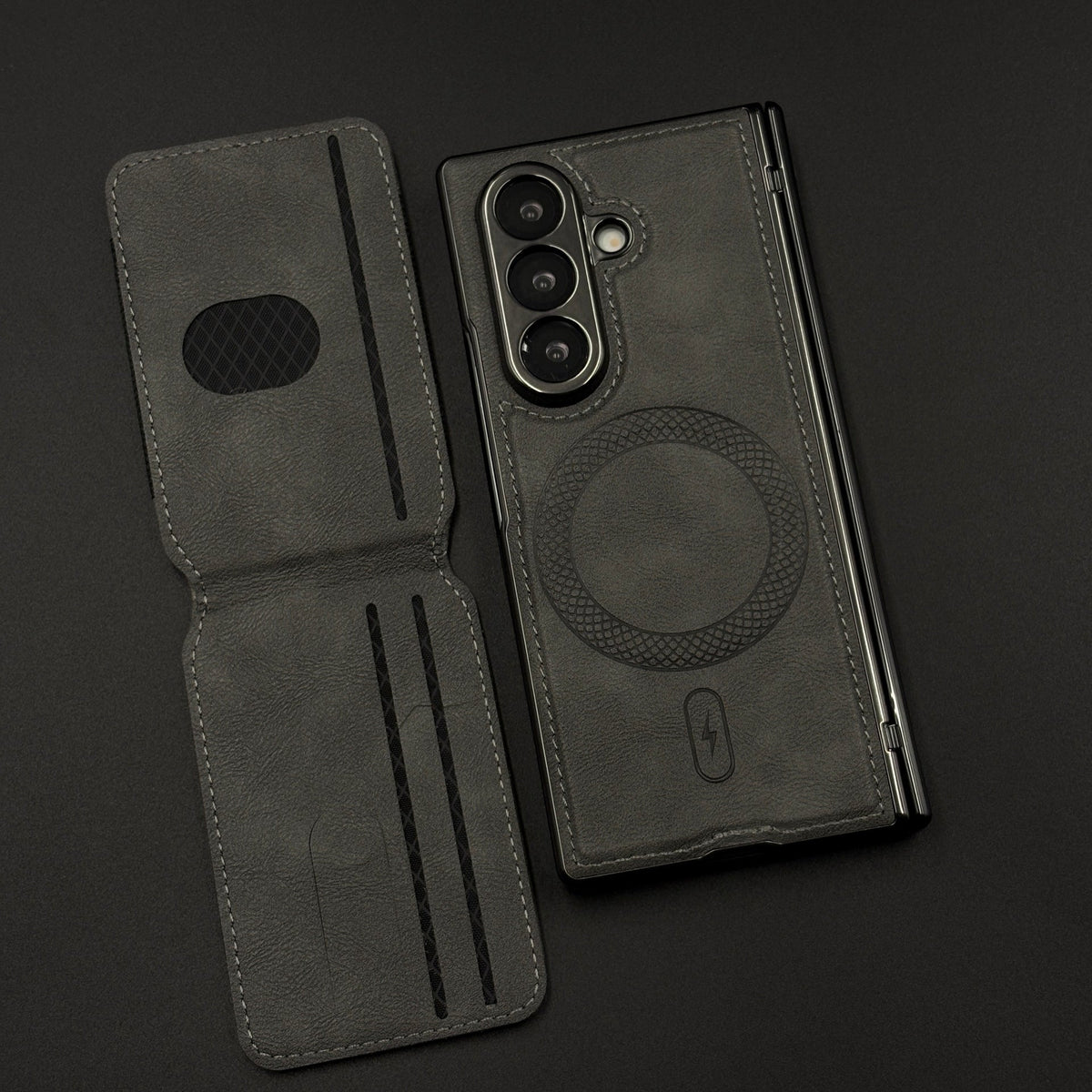 Detachable Cardholder Leather MagSafe Case with Front Screen Protector for Samsung Galaxy Z Fold 7