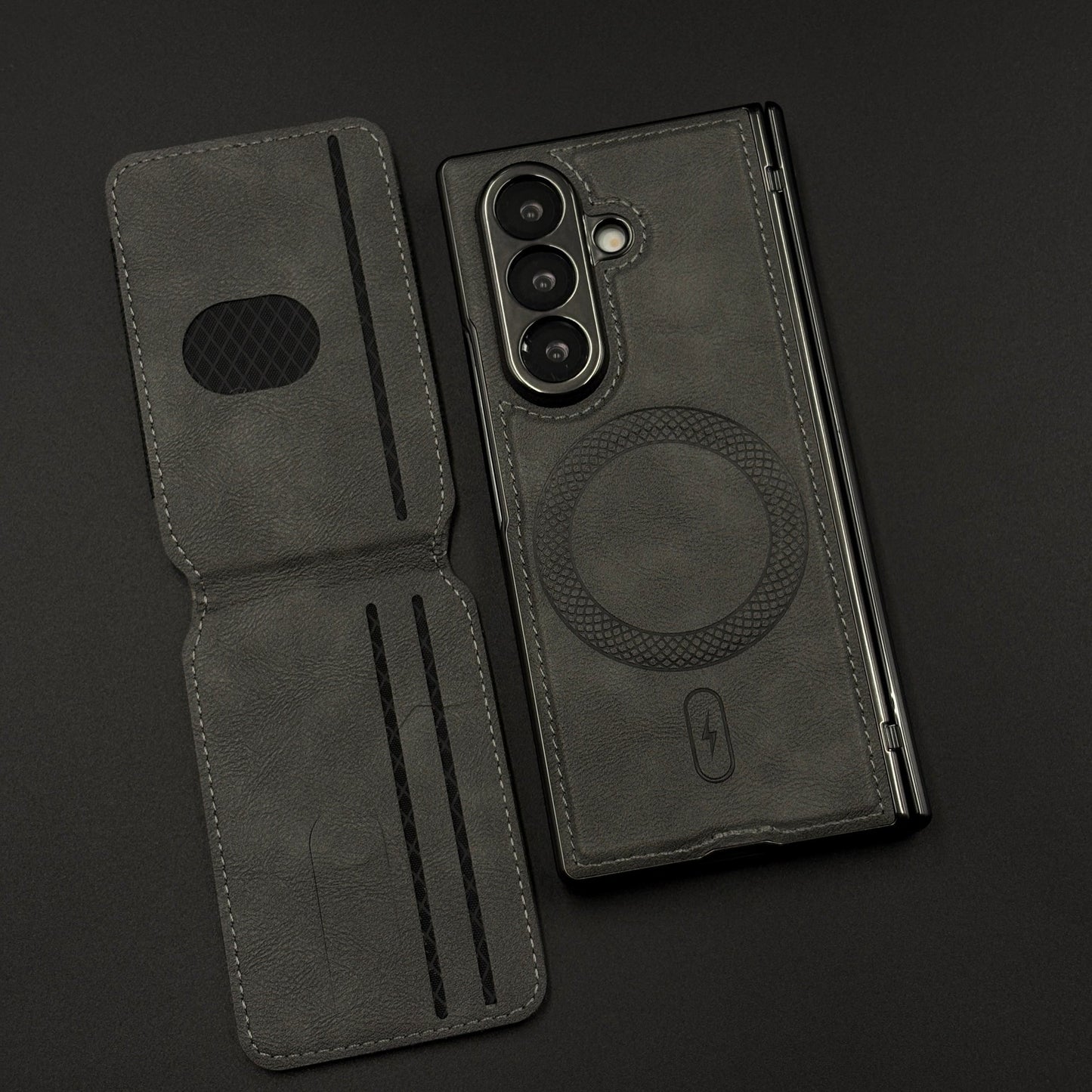 Detachable Cardholder Leather MagSafe Case with Front Screen Protector for Samsung Galaxy Z Fold 7