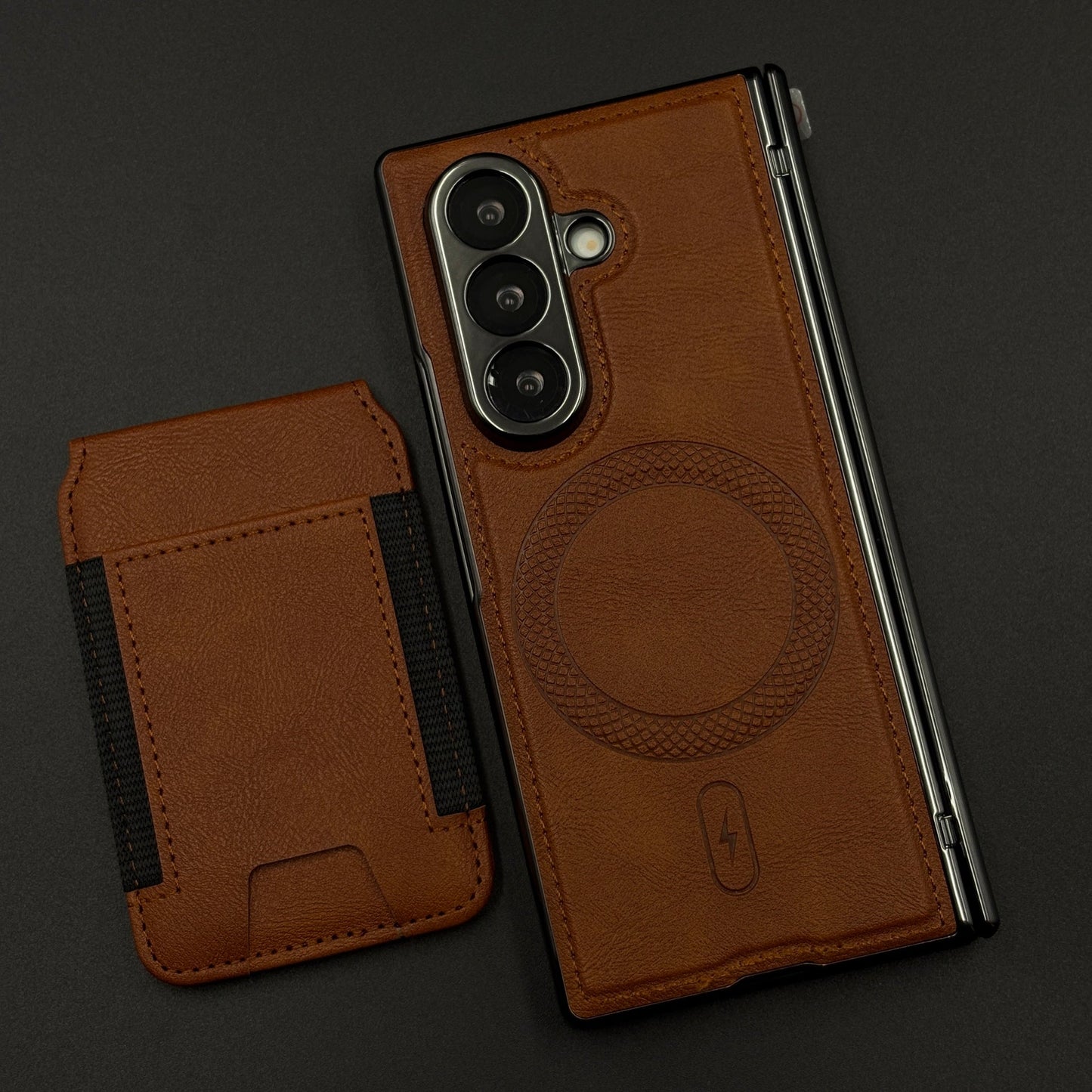 Detachable Cardholder Leather MagSafe Case with Front Screen Protector for Samsung Galaxy Z Fold 8 Ultra