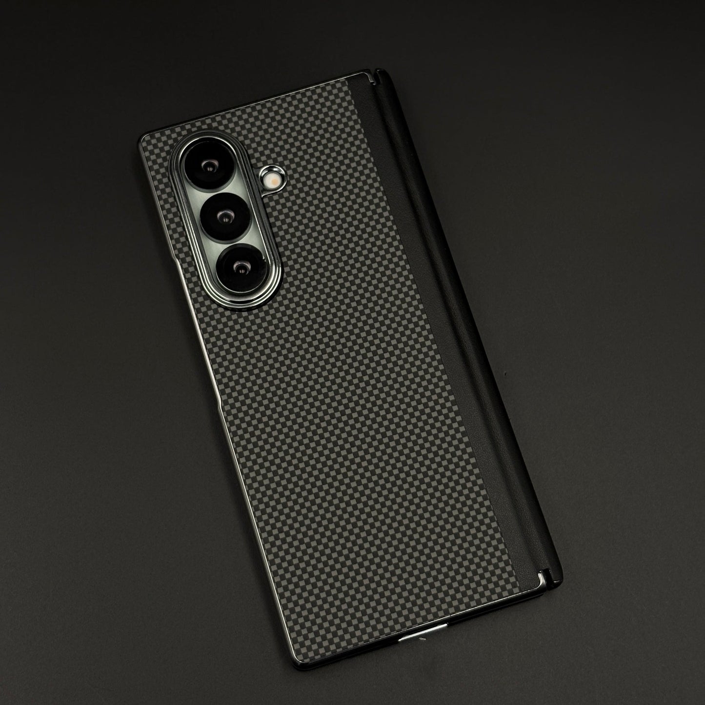 Carbon Fiber Feel Texture Hinge Protection Case for Samsung Galaxy Z Fold 7 | Front Screen Protector