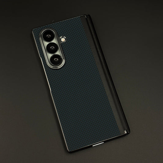 Carbon Fiber Feel Texture Hinge Protection Case for Samsung Galaxy Z Fold 7 | Front Screen Protector