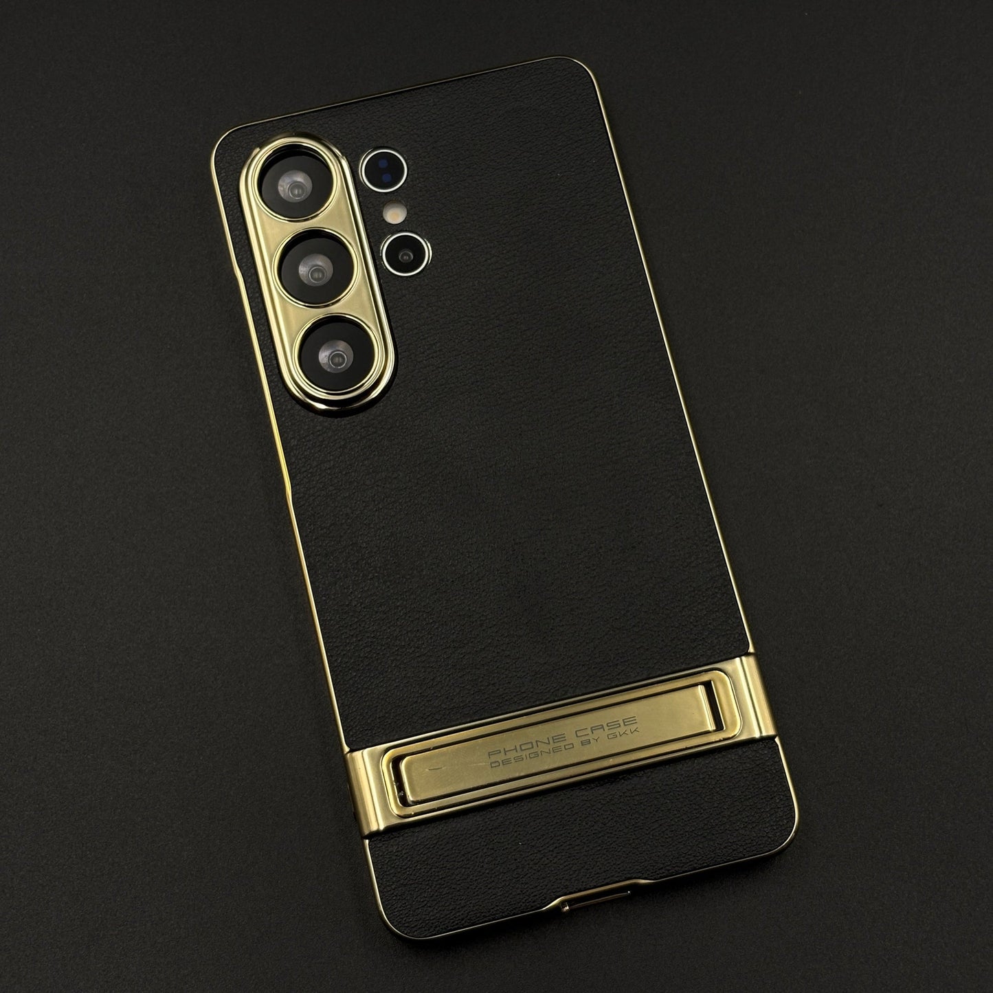 Luxury Chrome Frame Kickstand Leather Case Cover for Samsung Galaxy S26 Ultra
