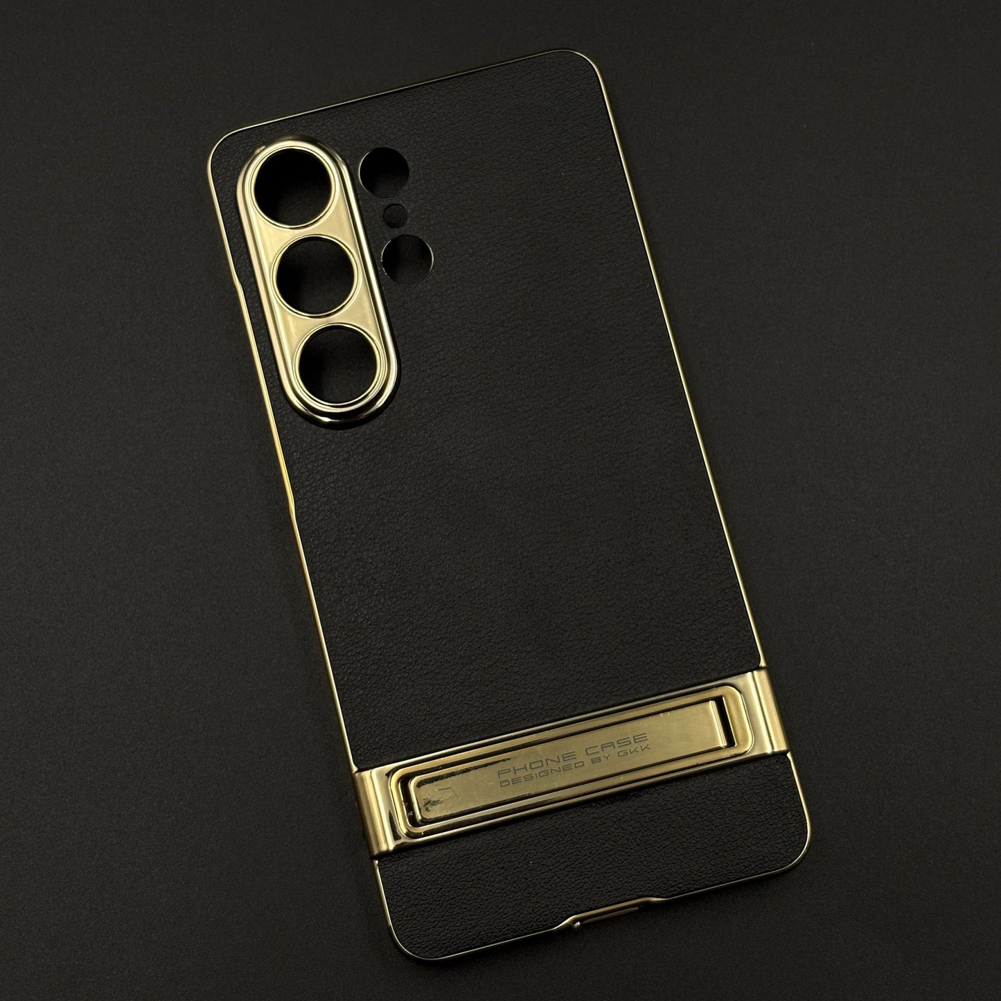 Luxury Chrome Frame Kickstand Leather Case Cover for Samsung Galaxy S26 Ultra