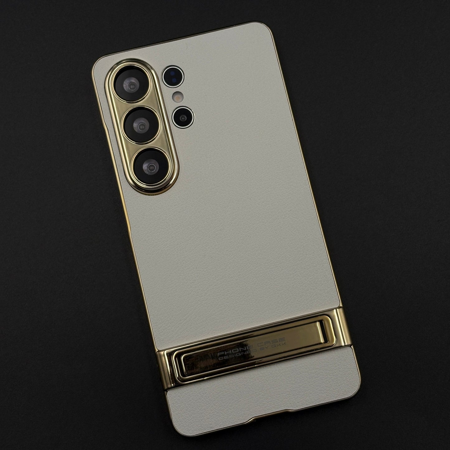 Luxury Chrome Frame Kickstand Leather Case Cover for Samsung Galaxy S26 Ultra