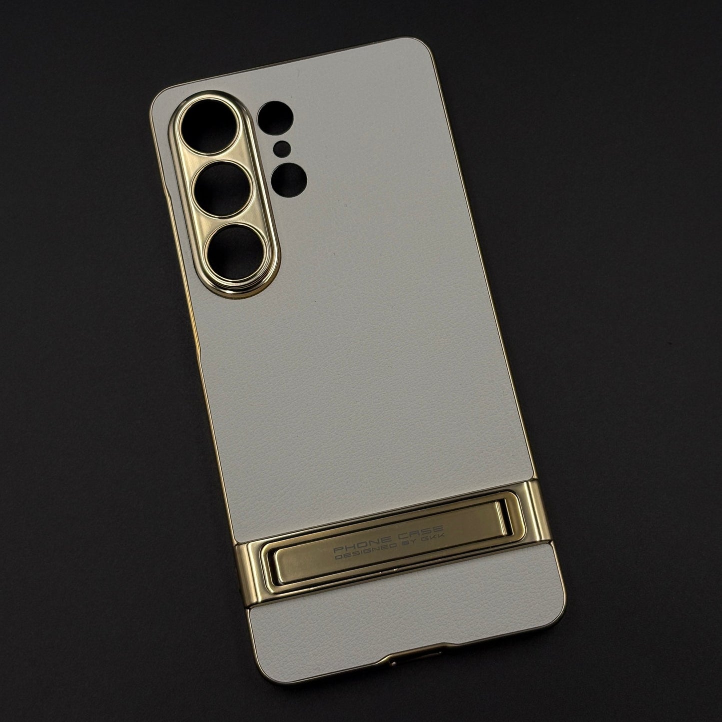 Luxury Chrome Frame Kickstand Leather Case Cover for Samsung Galaxy S26 Ultra