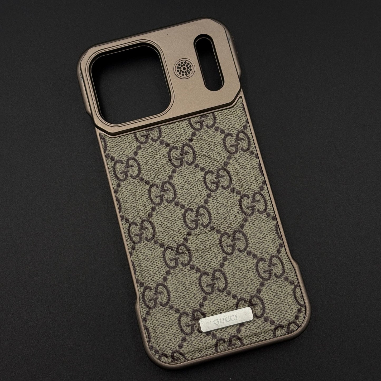 Luxury GG Leather Fabric MagSafe Case for iPhone 17 Series | Premium Monogram Design