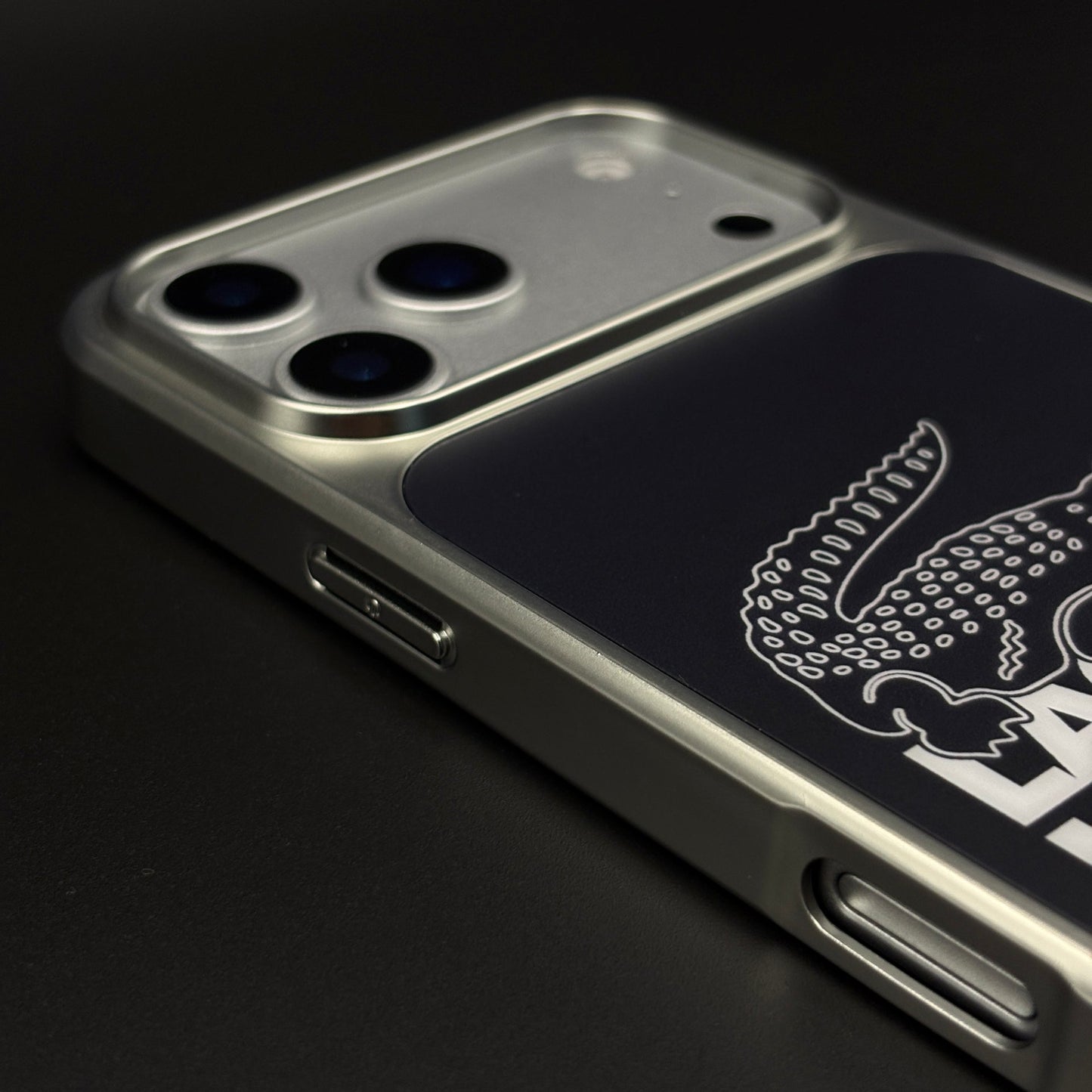 Croc Brand Pattern Metal Frame Case for iPhone 17 Series | Premium Designer Back Cover