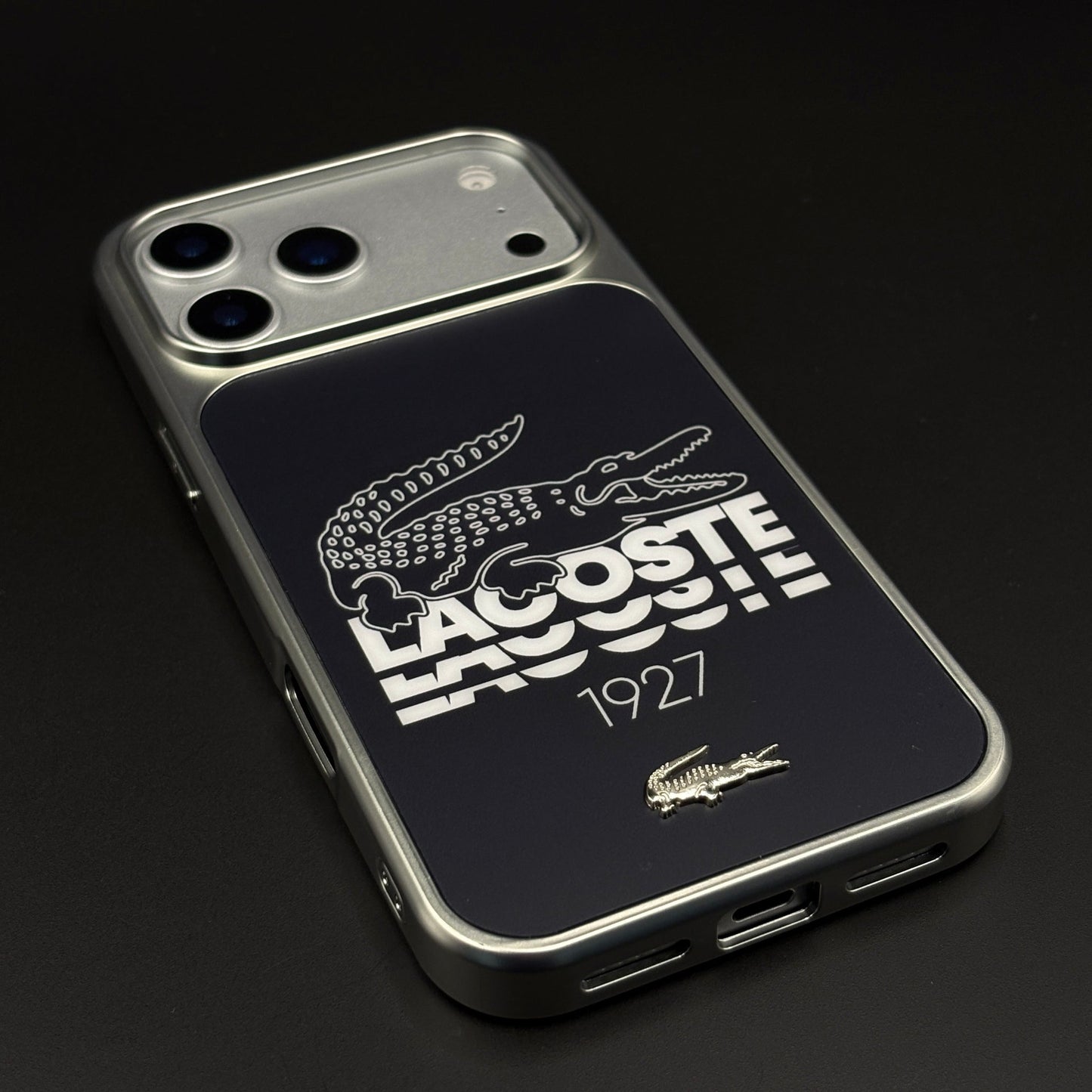 Croc Brand Pattern Metal Frame Case for iPhone 17 Series | Premium Designer Back Cover