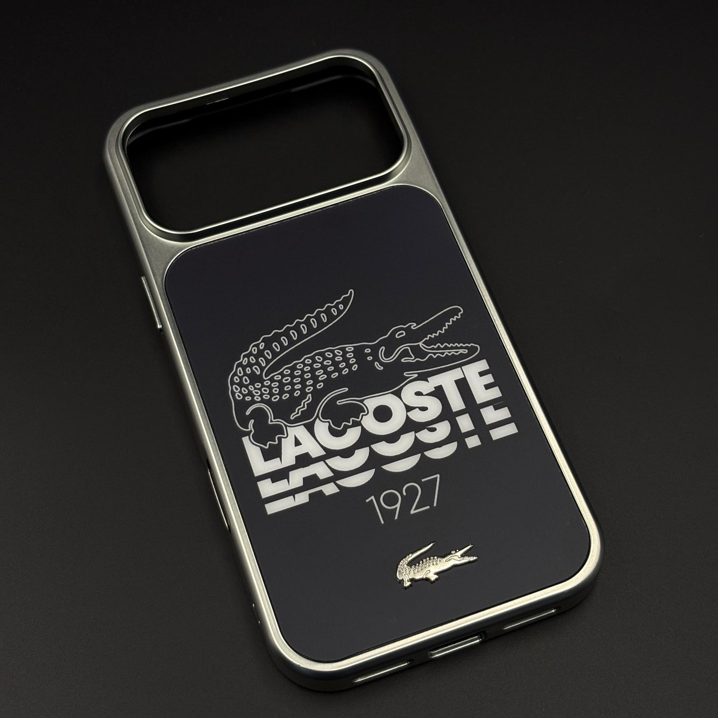 Croc Brand Pattern Metal Frame Case for iPhone 17 Series | Premium Designer Back Cover