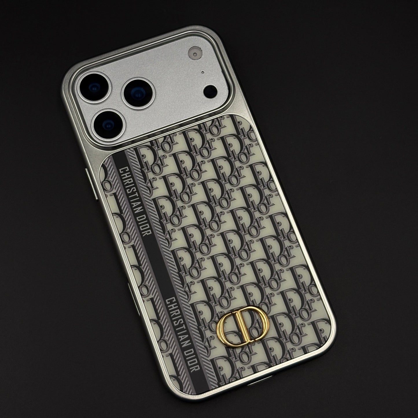 CD Brand Pattern Metal Style Frame Case for iPhone 17 Series | Premium Designer Back Cover