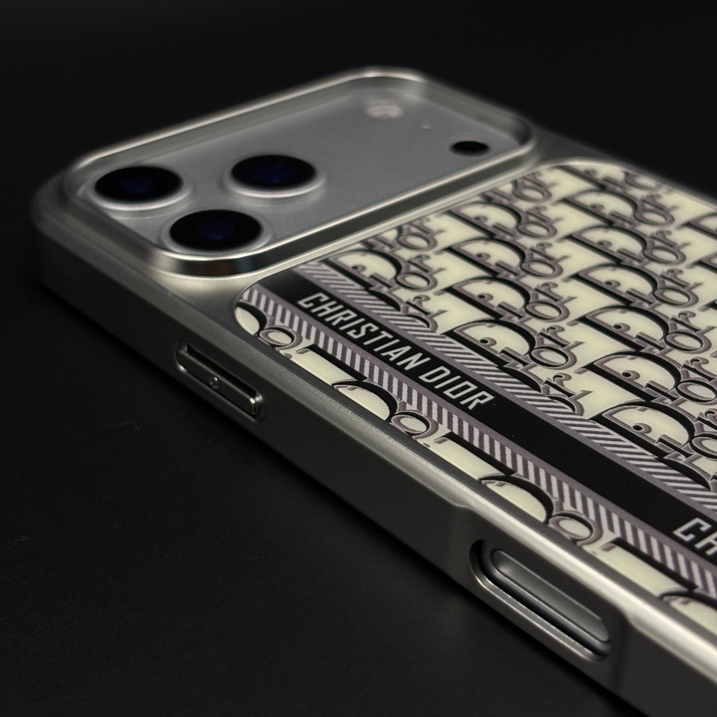 CD Brand Pattern Metal Style Frame Case for iPhone 17 Series | Premium Designer Back Cover